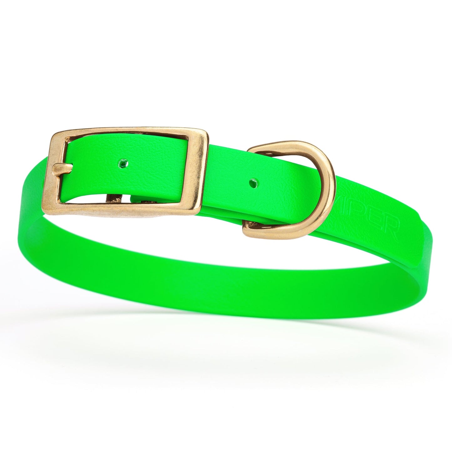 Viper Biothane Waterproof Dog Collar - Brass Hardware - Size M (15" - 18") Tropical Green L 15"-18" x W 3 4" Dog Collar Dogline