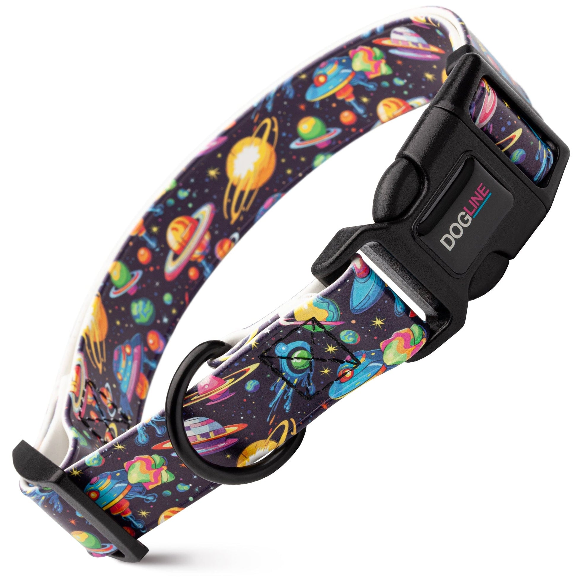 Dogline Biothane Full Color Design Printed Dog Collar with Quick Release Buckle Space W 3 4" x L 12"-19" Dog Collars Dogline