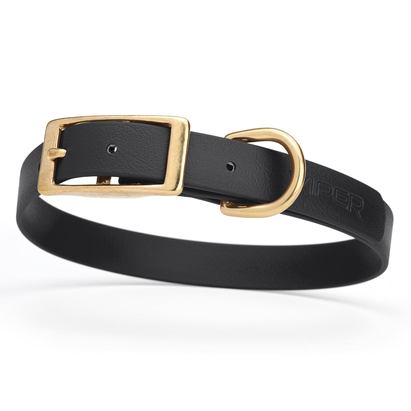 Viper Biothane Waterproof Dog Collar - Brass Hardware - Size M (15" - 18") Black L 15"-18" x W 3 4" Dog Collar Dogline