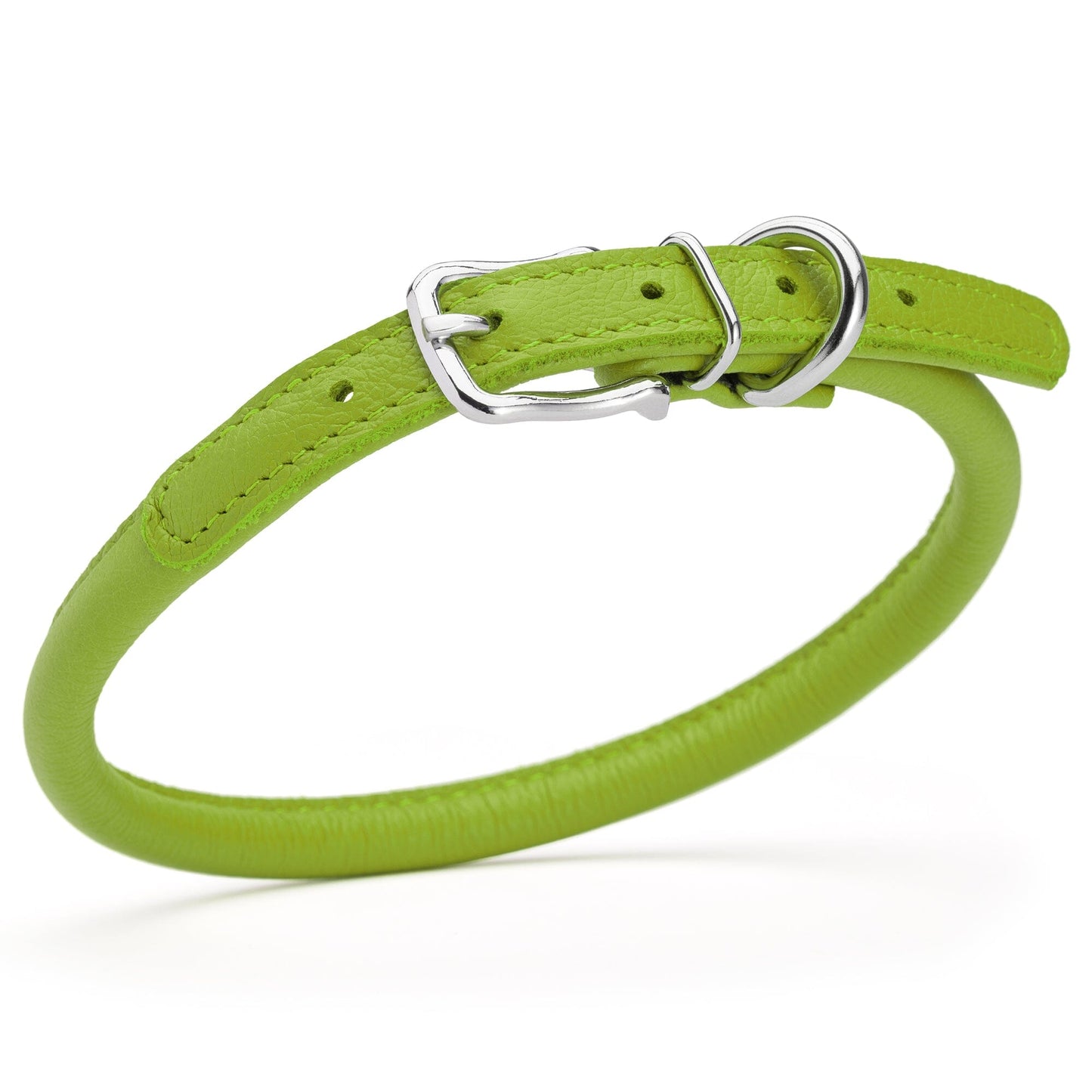 Soft Leather Round Dog Collar Lime Green 16-19" 3 8" Dog Collar Dogline