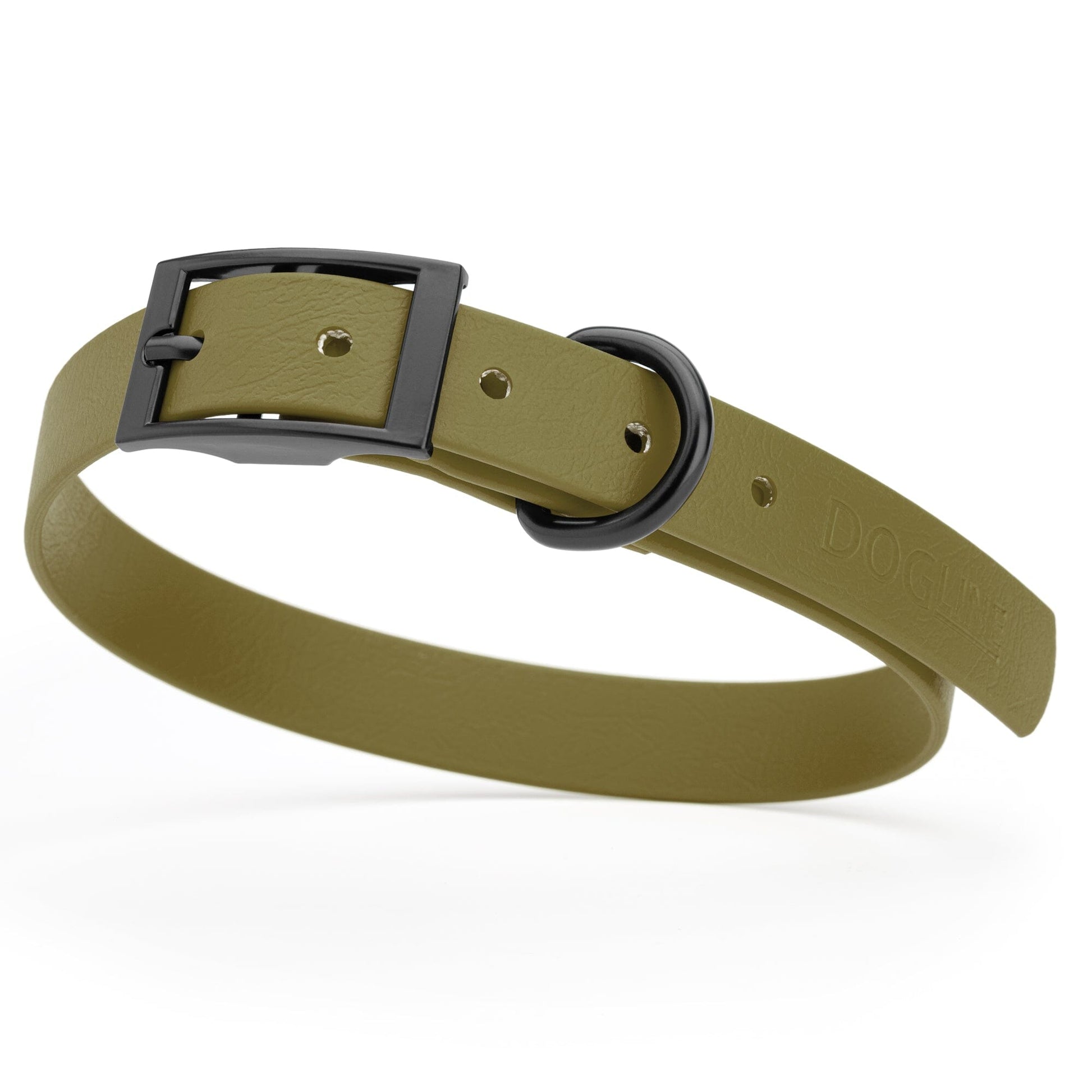 Biothane Waterproof Dog Collar - Medium (15 to 18 inches) Olive Drab Green L 15"-18" x W 3 4" Dog Collar Dogline