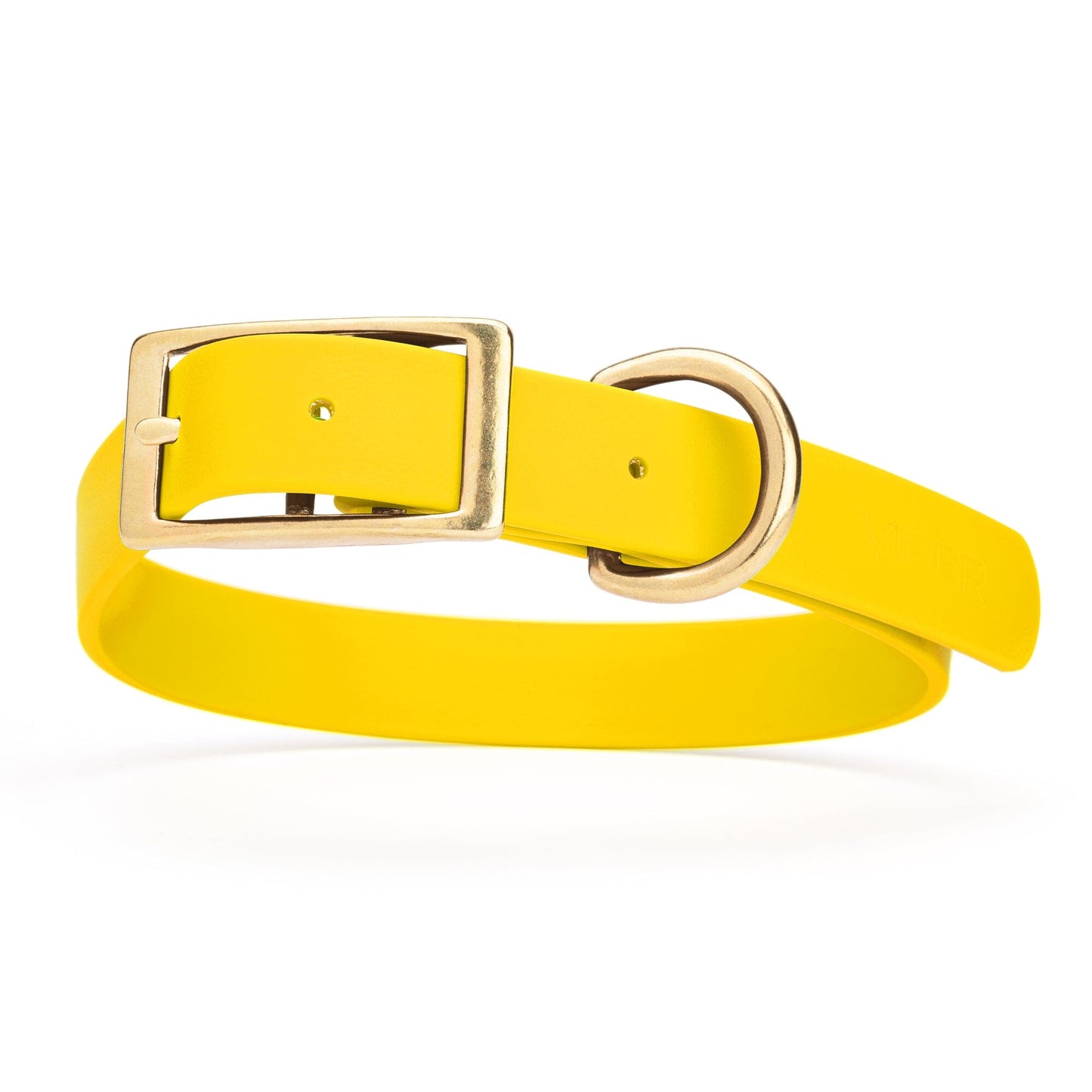 Viper Biothane Waterproof Dog Collar - Brass Hardware - Size L (18" - 22") Lemon Yellow L 18"-22" x W 1" Dog Collar Dogline