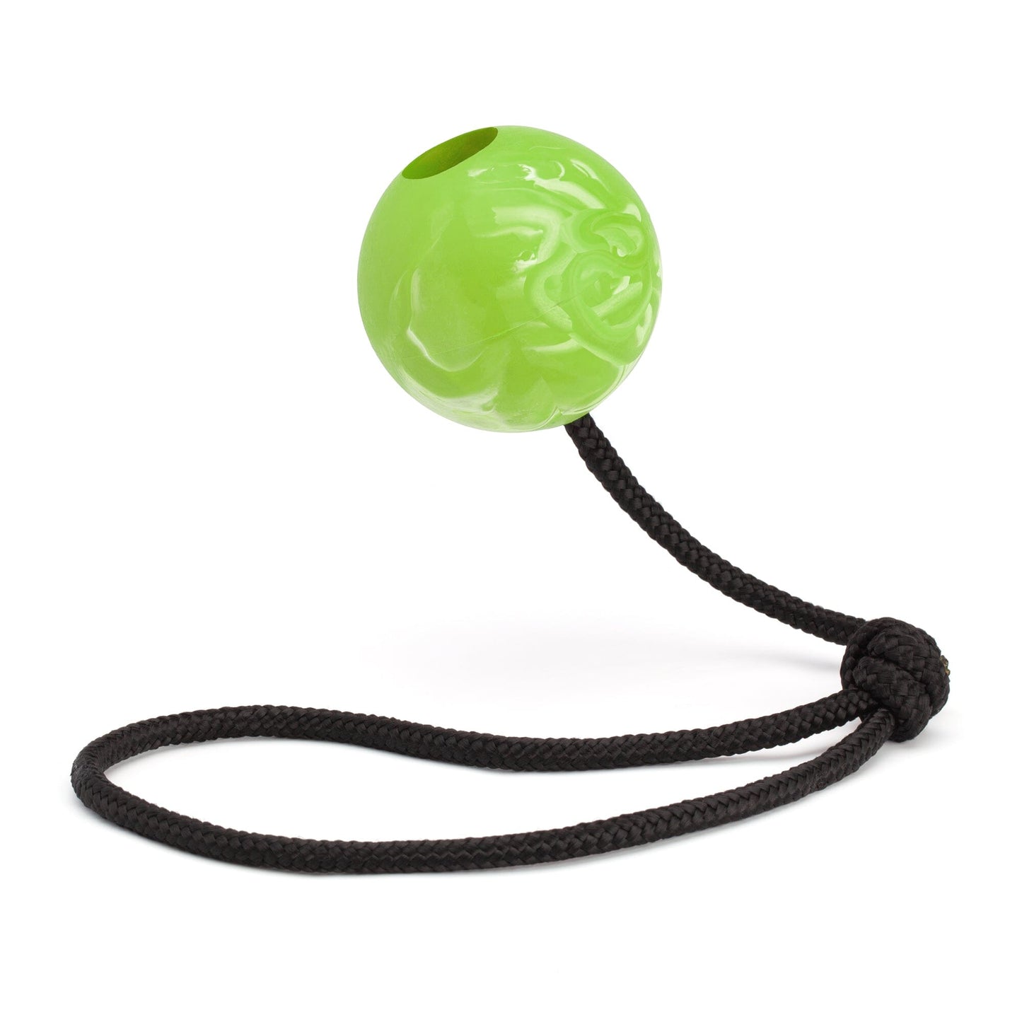 Rubber Euro Ball with Rope 2.36" Green Dog Toys Dogline