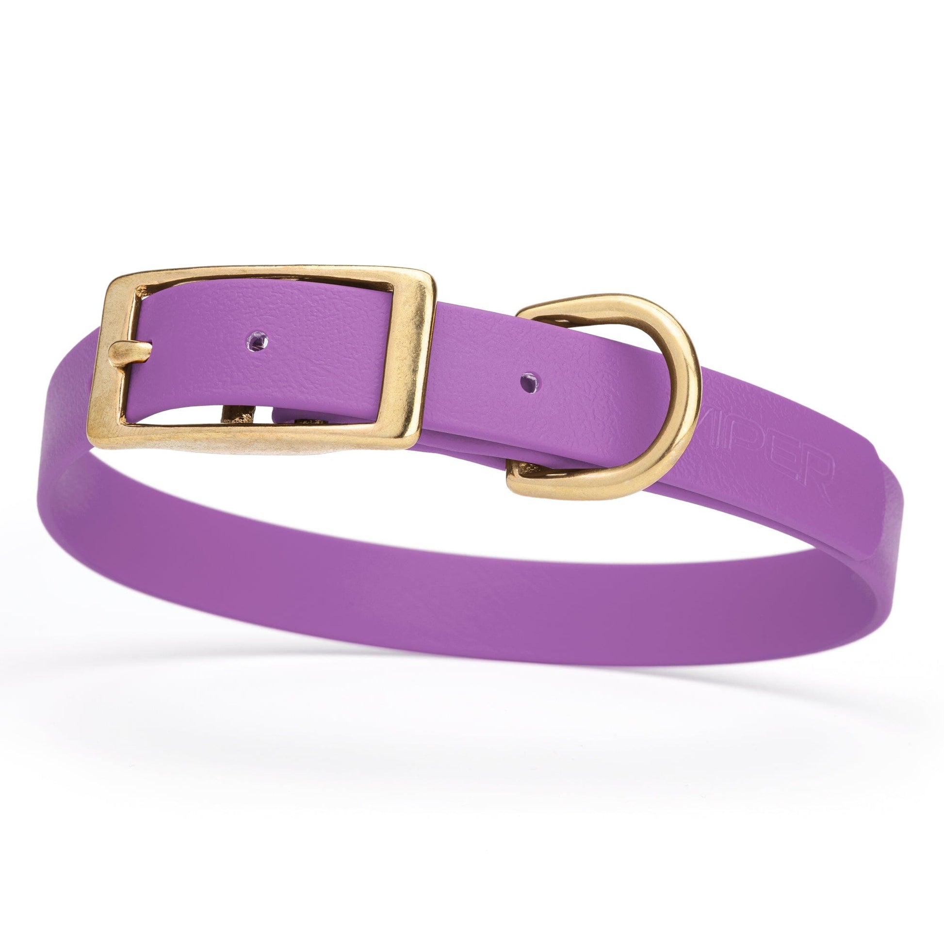 Viper Biothane Waterproof Dog Collar - Brass Hardware - Size M (15" - 18") Amethyst Purple L 15"-18" x W 3 4" Dog Collar Dogline