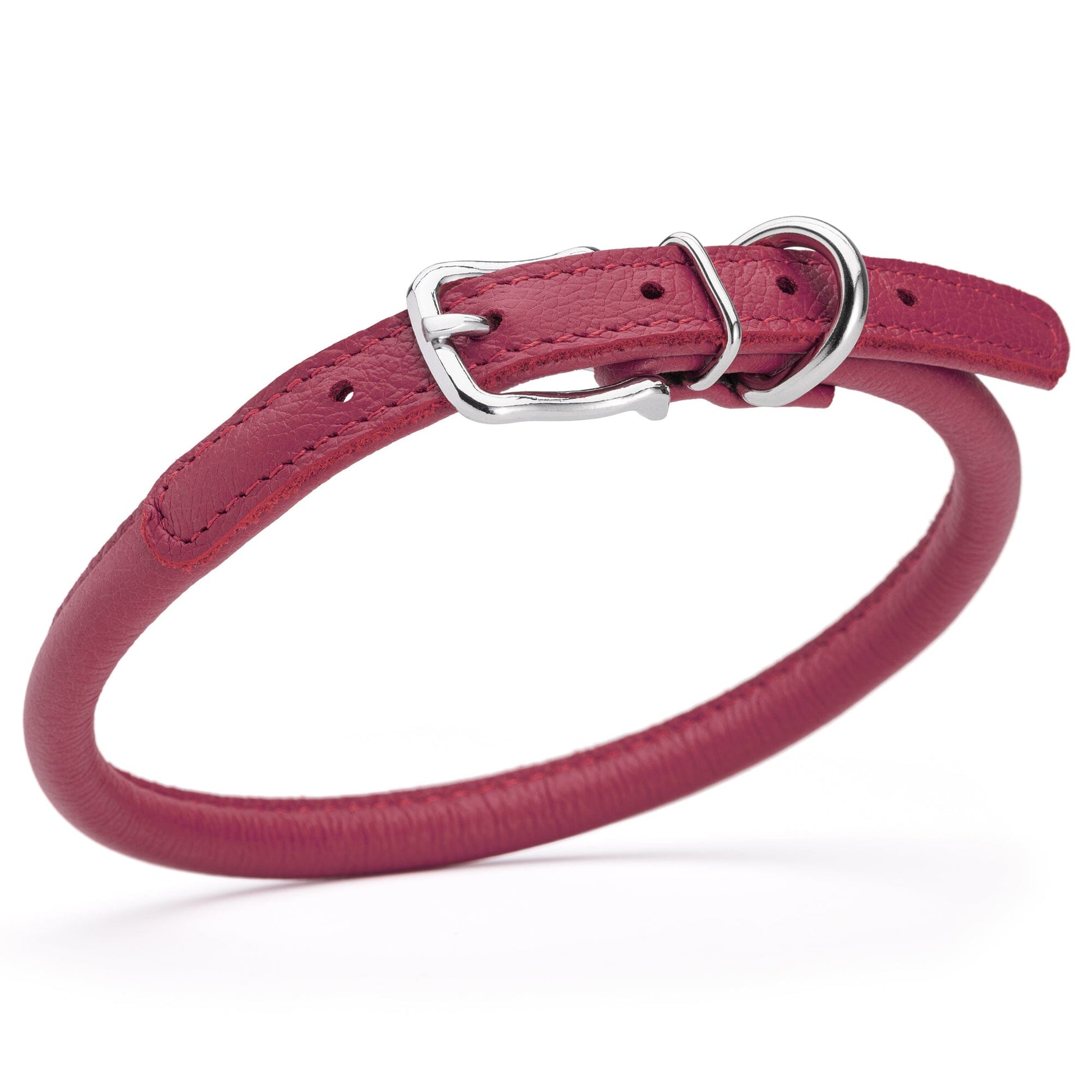 Soft Leather Round Dog Collar Pink 16-19" 3 8" Dog Collar Dogline