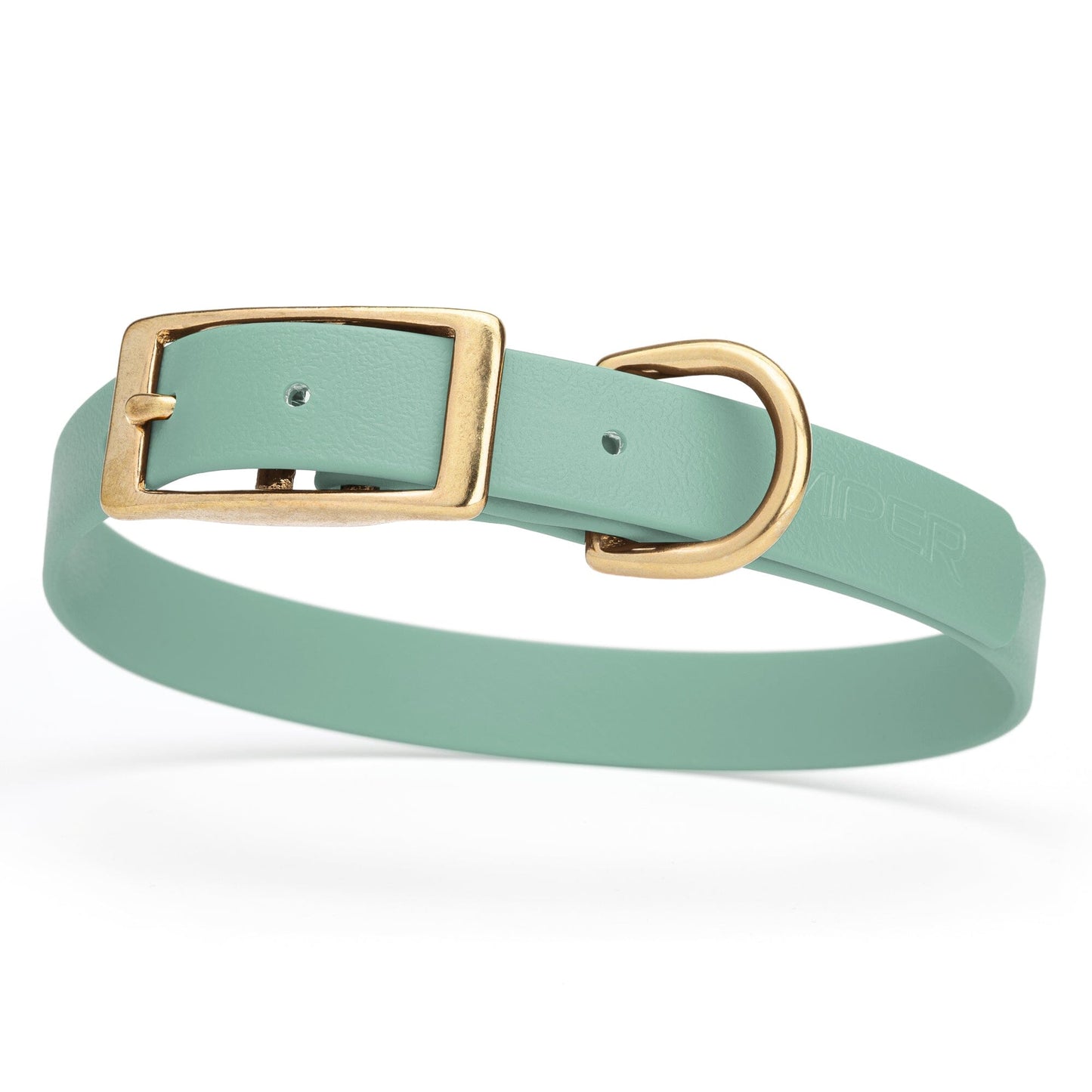 Viper Biothane Waterproof Dog Collar - Brass Hardware - Size M (15" - 18") Sage Green L 15"-18" x W 3 4" Dog Collar Dogline