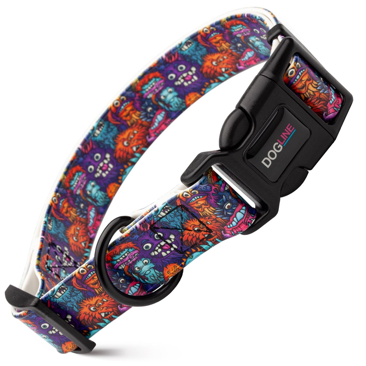 Dogline Biothane Full Color Design Printed Dog Collar with Quick Release Buckle Creatures W 3 4" x L 12"-19" Dog Collars Dogline