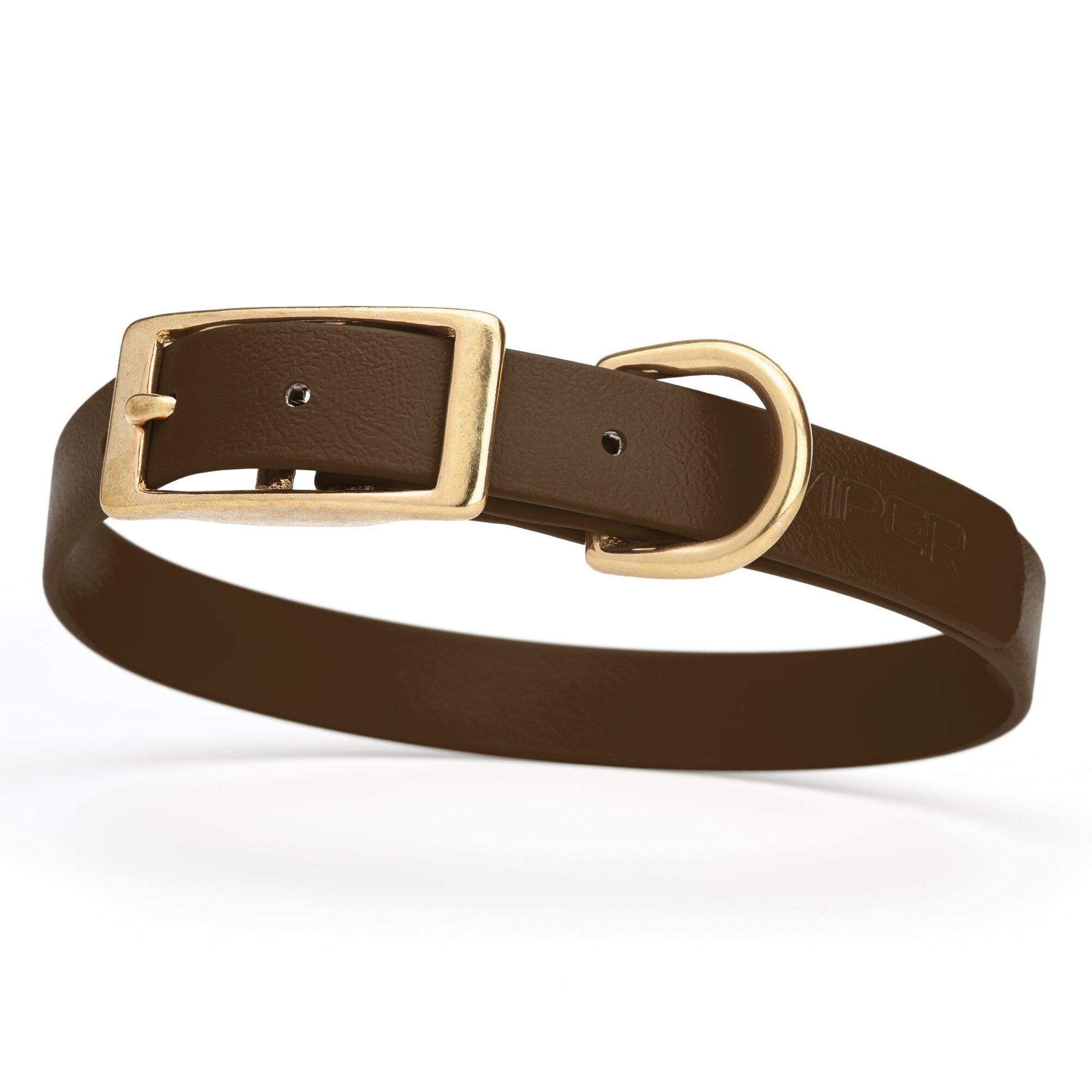 Viper Biothane Waterproof Dog Collar - Brass Hardware - Size M (15" - 18") Dark Chocolate Brown L 15"-18" x W 3 4" Dog Collar Dogline
