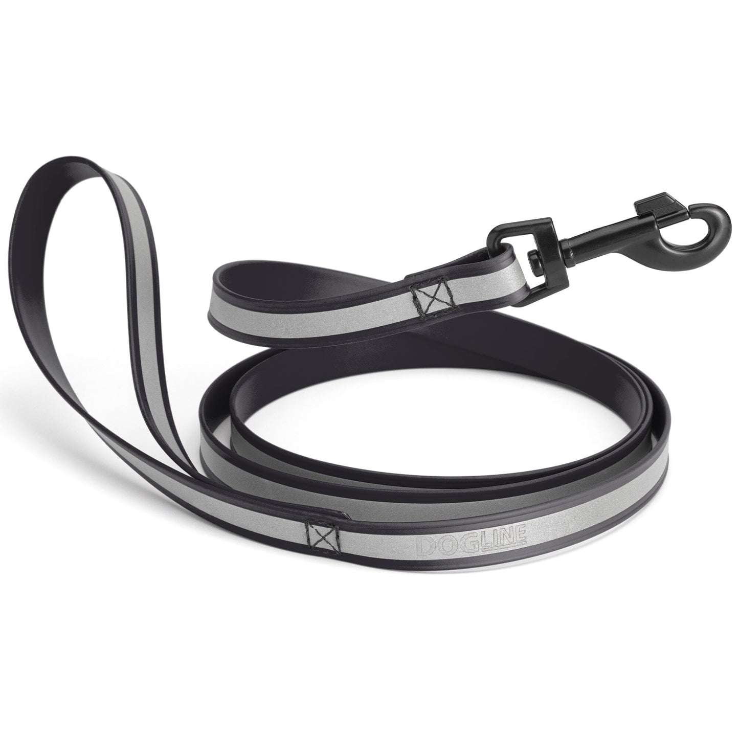 Reflective Biothane Dog Leash with Black Hardware Black Dog Leashes Dogline