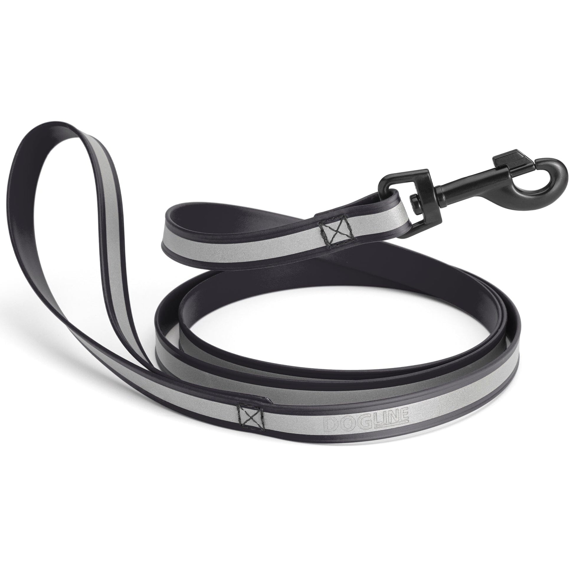 Reflective Biothane Dog Leash with Black Hardware Black Dog Leashes Dogline
