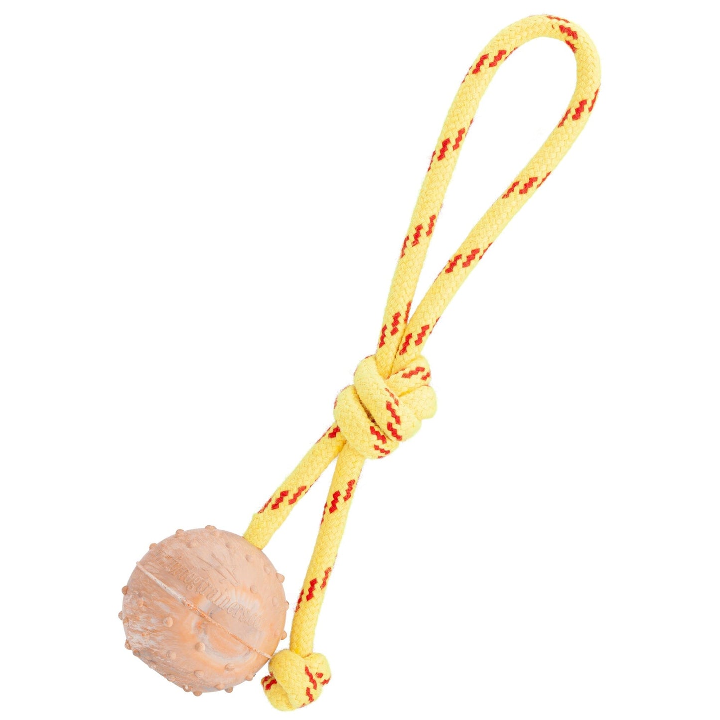 FDT Rubber Dog Ball on Rope, Small - Diameter 2" (5 cm) Hollow Dog Toys Dogline