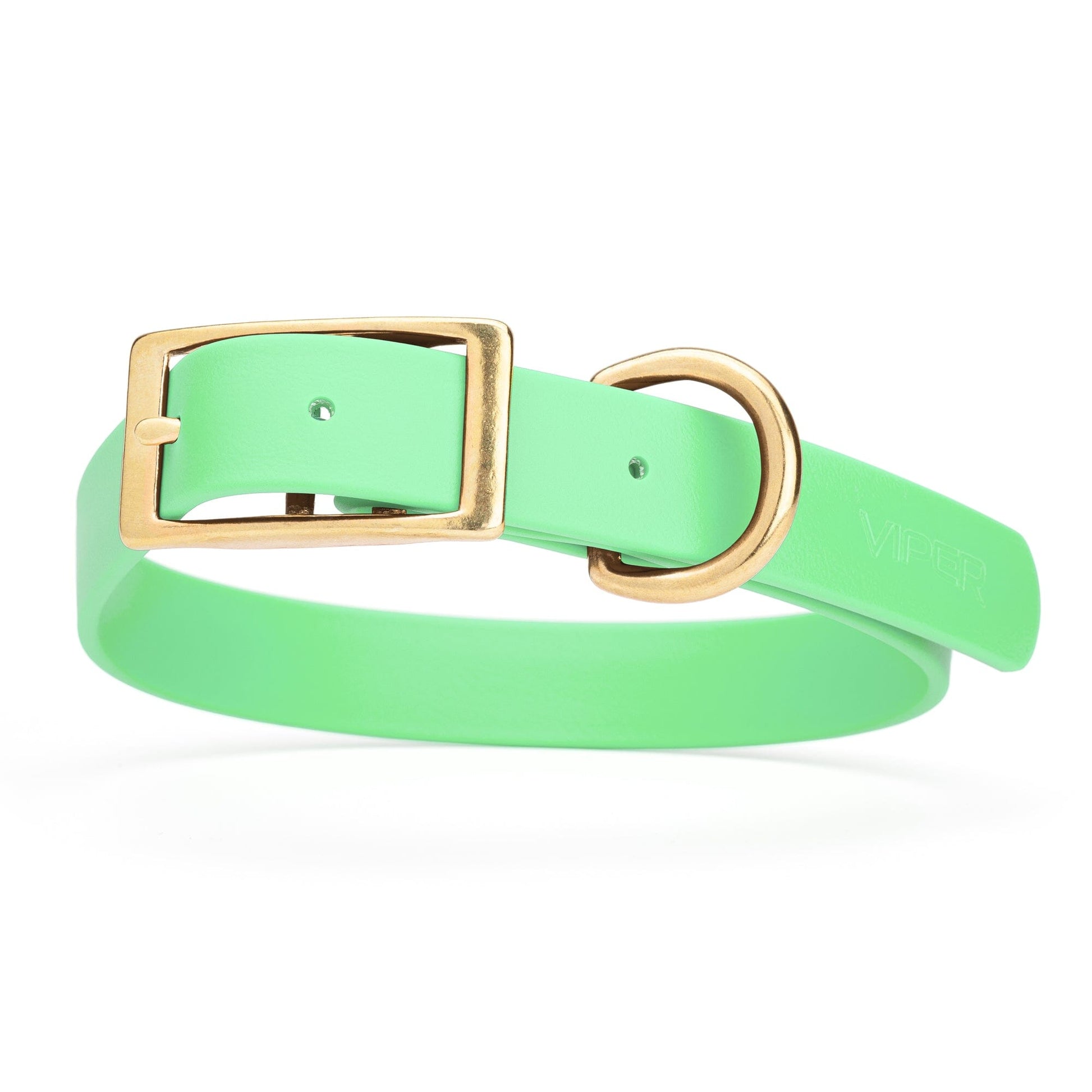 Viper Biothane Waterproof Dog Collar - Brass Hardware - Size L (18" - 22") Sea Foam Green L 18"-22" x W 1" Dog Collar Dogline