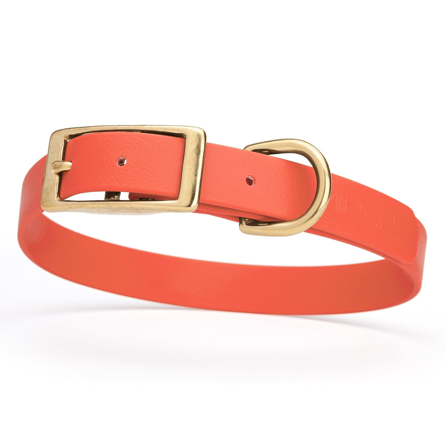Viper Biothane Waterproof Dog Collar - Brass Hardware - Size M (15" - 18") Coral L 15"-18" x W 3 4" Dog Collar Dogline
