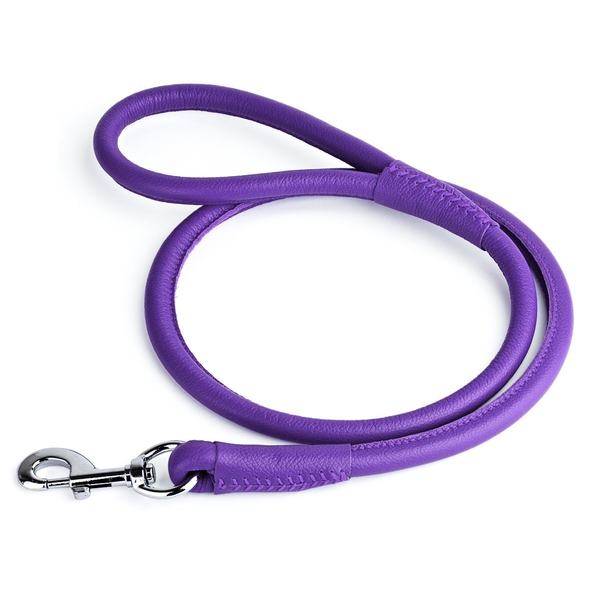 Soft Leather Round Dog Lead Purple 1 2" Dog Leashes Dogline