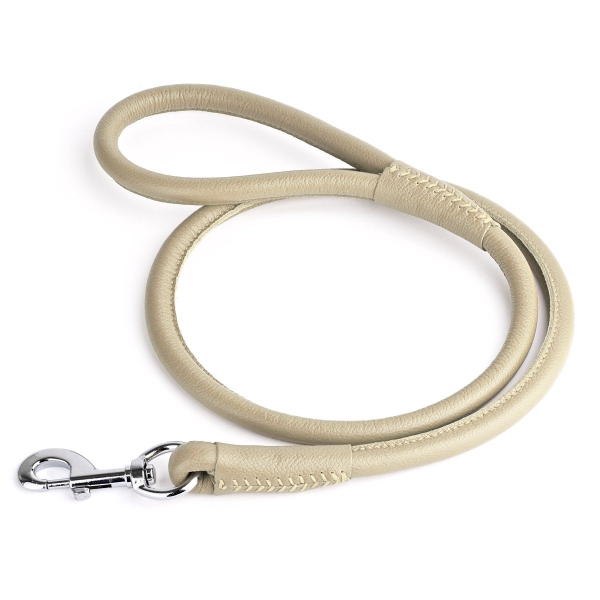 Soft Leather Round Dog Lead Beige 1 2" Dog Leashes Dogline
