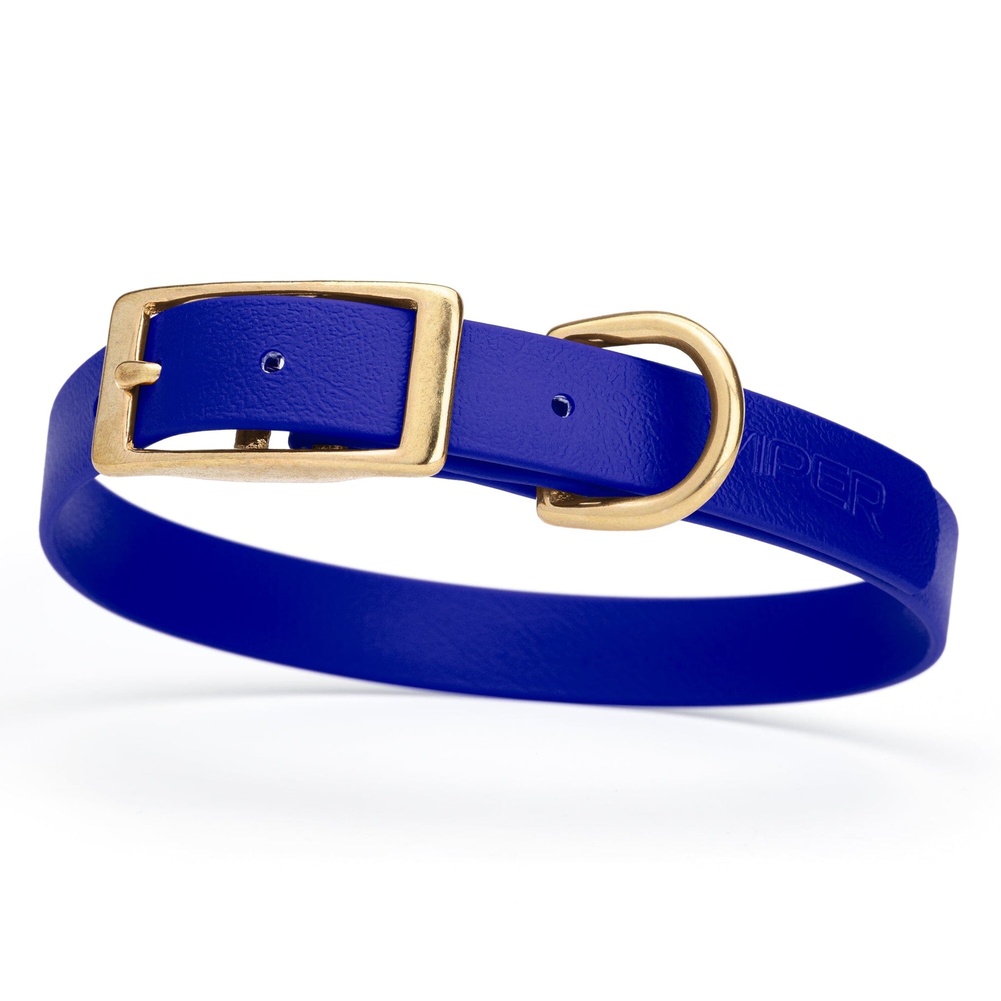 Viper Biothane Waterproof Dog Collar - Brass Hardware - Size M (15" - 18") Blueberry Royal L 15"-18" x W 3 4" Dog Collar Dogline
