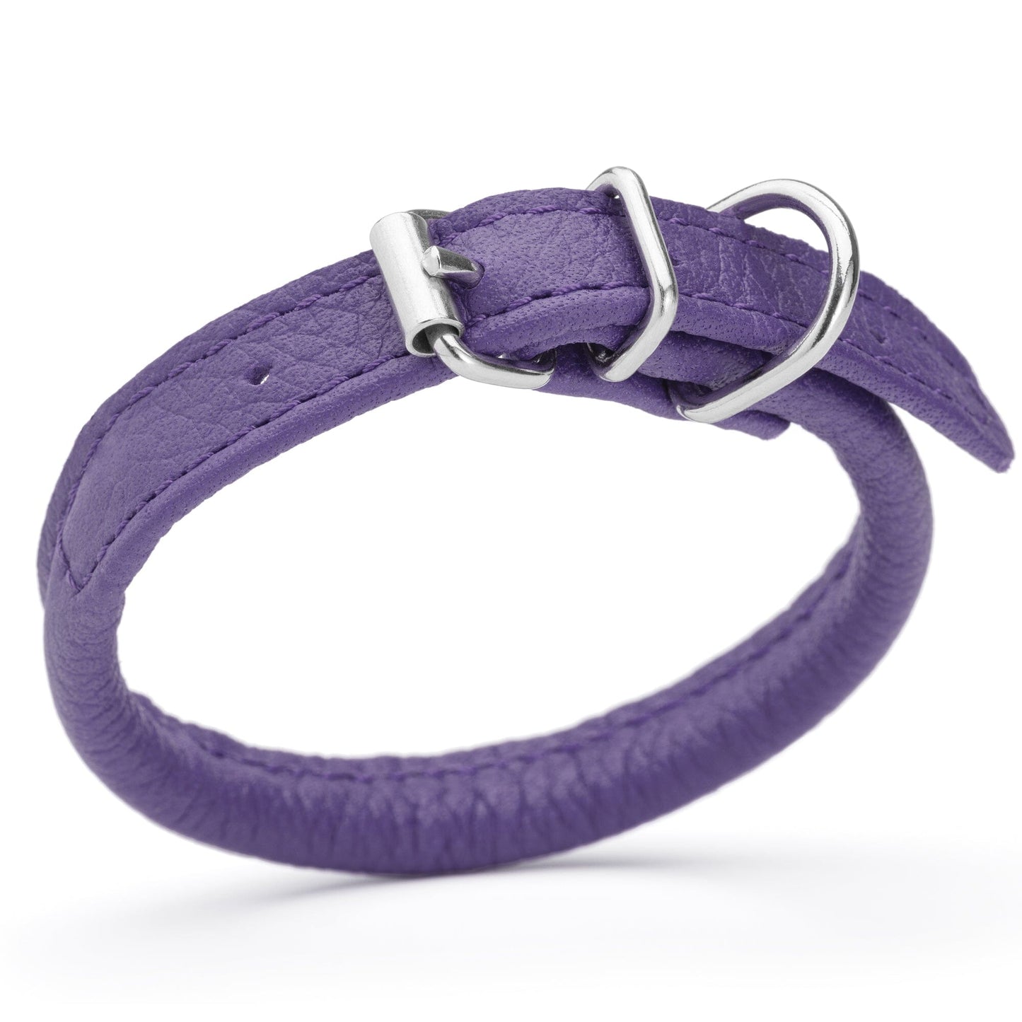 Soft Leather Round Dog Collar Purple 1 4" Dog Collar Dogline