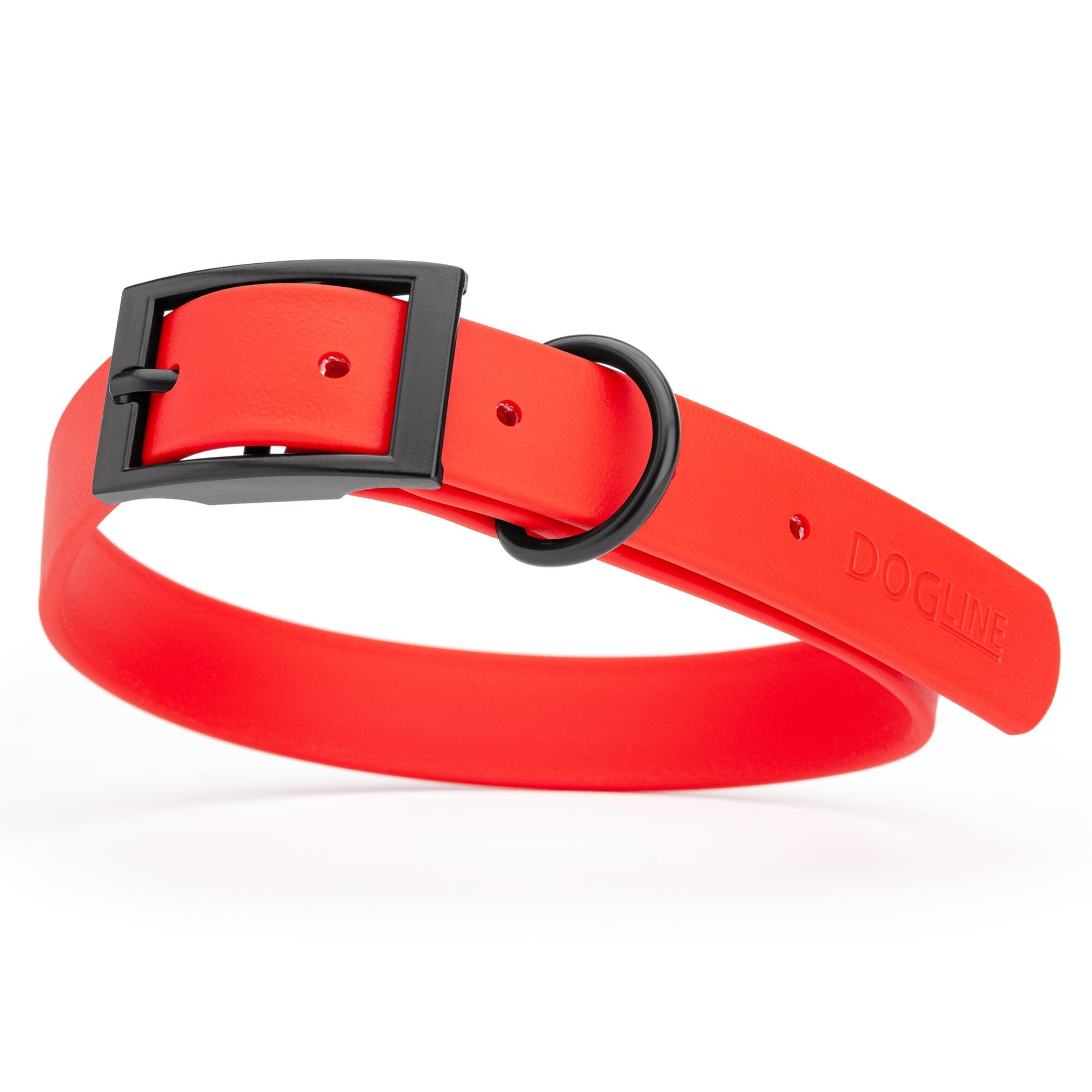 Biothane Waterproof Dog Collar - Large (18 to 22 inches) Cherry Red L 18"-22" x W 1" Dog Collar Dogline