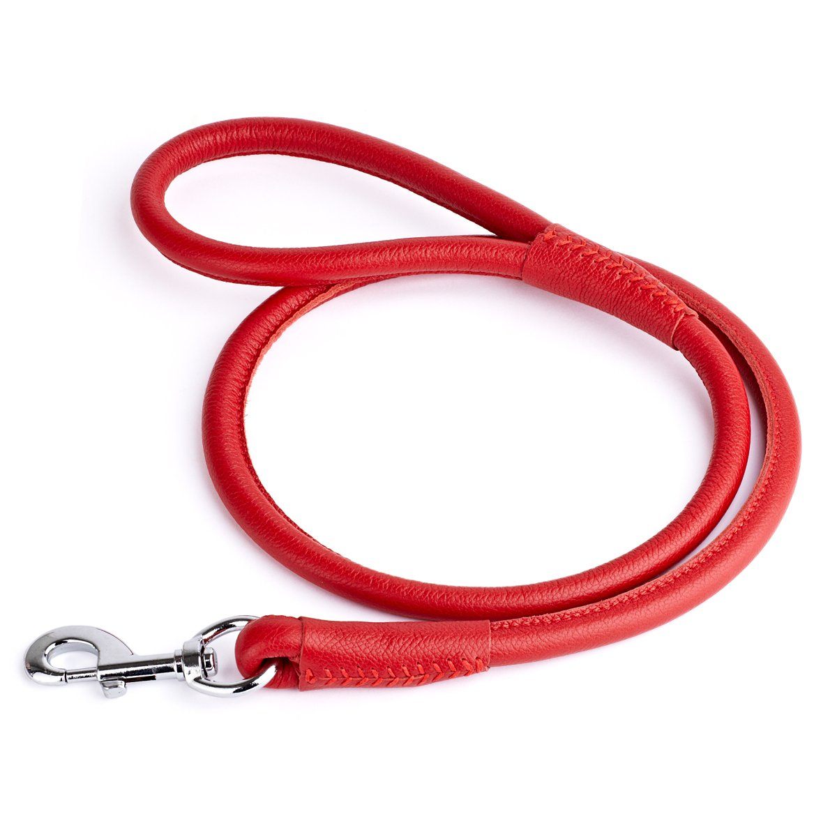 Soft Leather Round Dog Lead Red 1 2" Dog Leashes Dogline