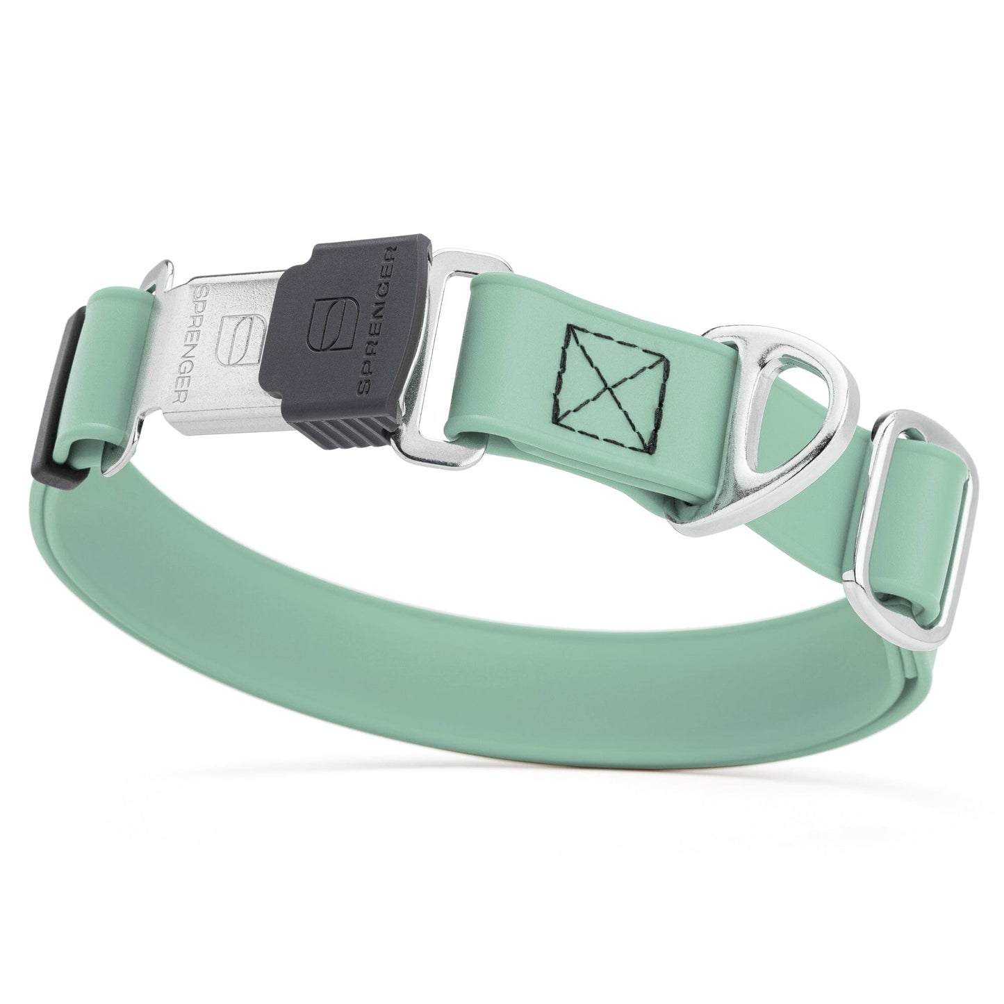 Dogline Biothane Waterproof Dog Collar with Herm Sprenger Stainless Steel Quick Release Buckle Sage Green Silver Buckle Dog Collar Dogline