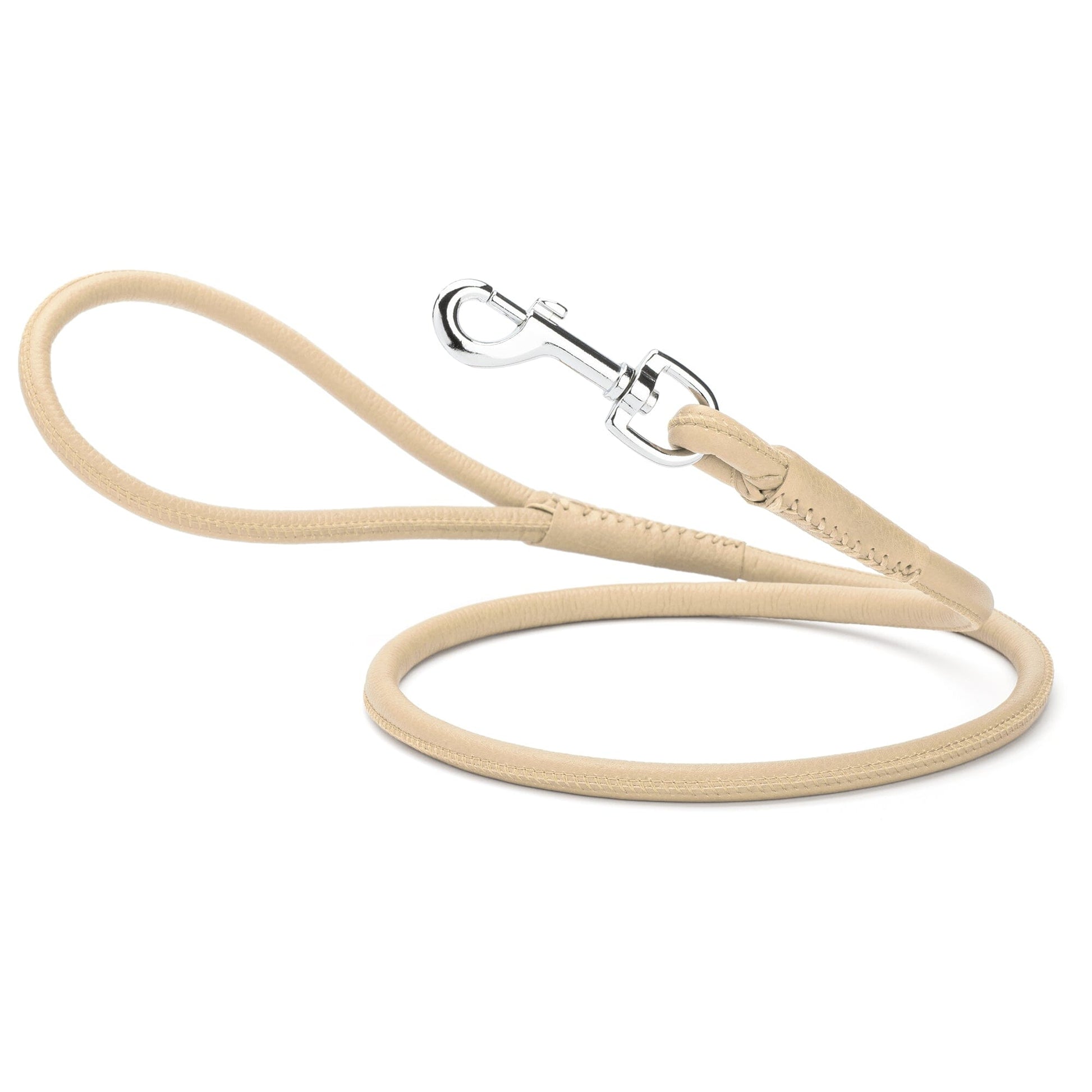 Soft Leather Round Dog Lead Beige Dog Leashes Dogline