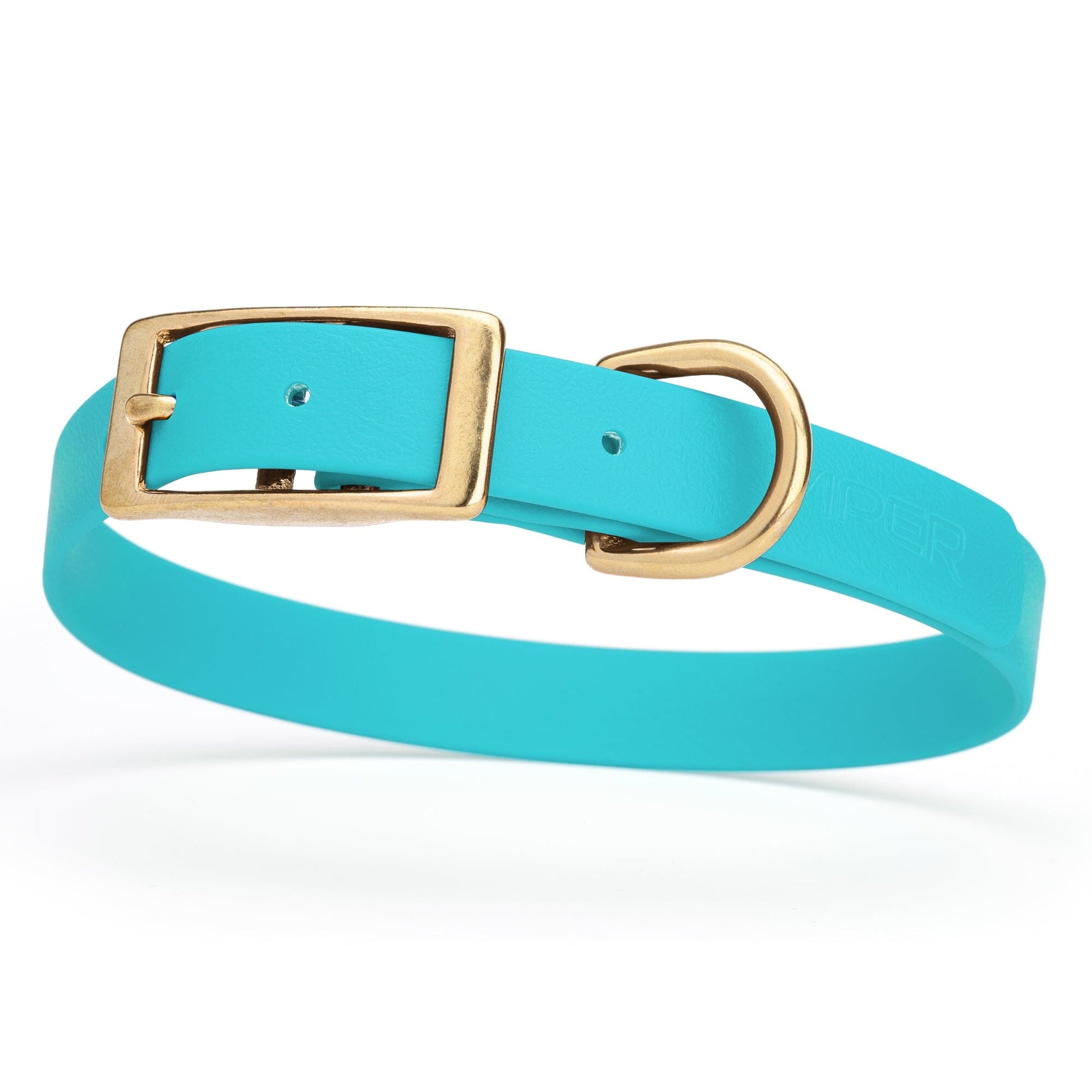 Viper Biothane Waterproof Dog Collar - Brass Hardware - Size M (15" - 18") Sky Blue L 15"-18" x W 3 4" Dog Collar Dogline