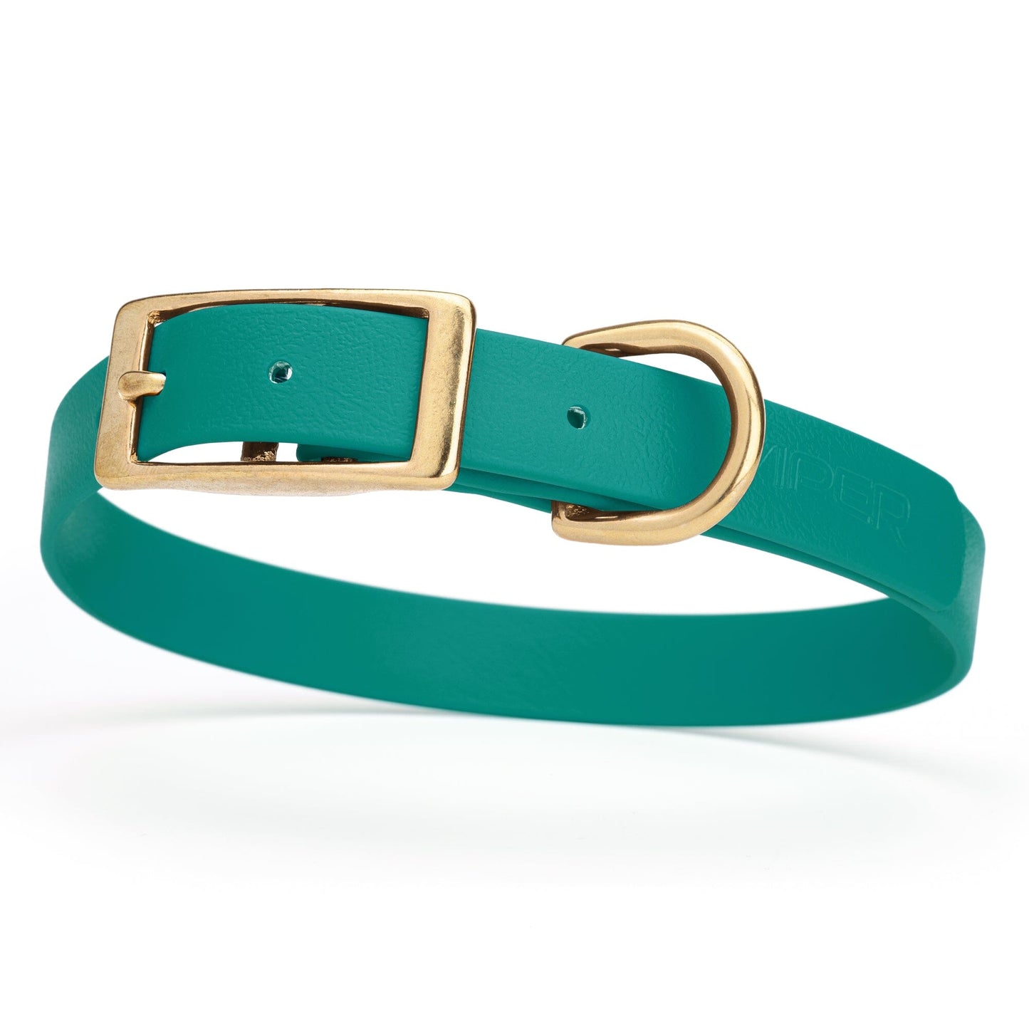 Viper Biothane Waterproof Dog Collar - Brass Hardware - Size M (15" - 18") Blue Aqua L 15"-18" x W 3 4" Dog Collar Dogline