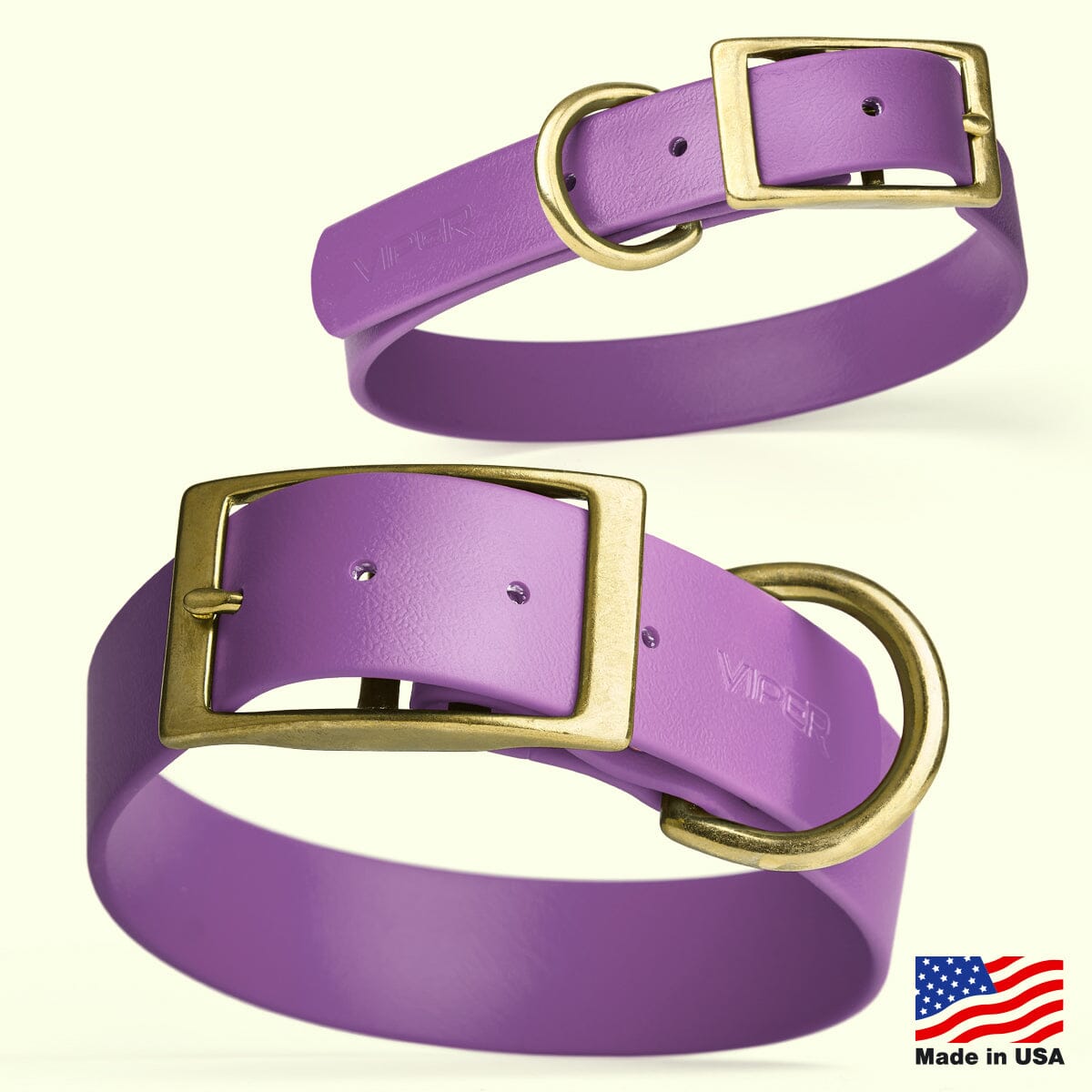 Viper Biothane Waterproof Dog Collar - Brass Hardware - 1.5in Wide - Size XL (20" - 24") Dog Collar Dogline