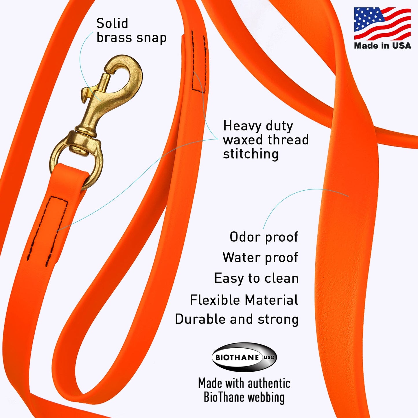 Viper Biothane Long Line 33 ft Lead with Brass Hardware Dog Leashes Dogline