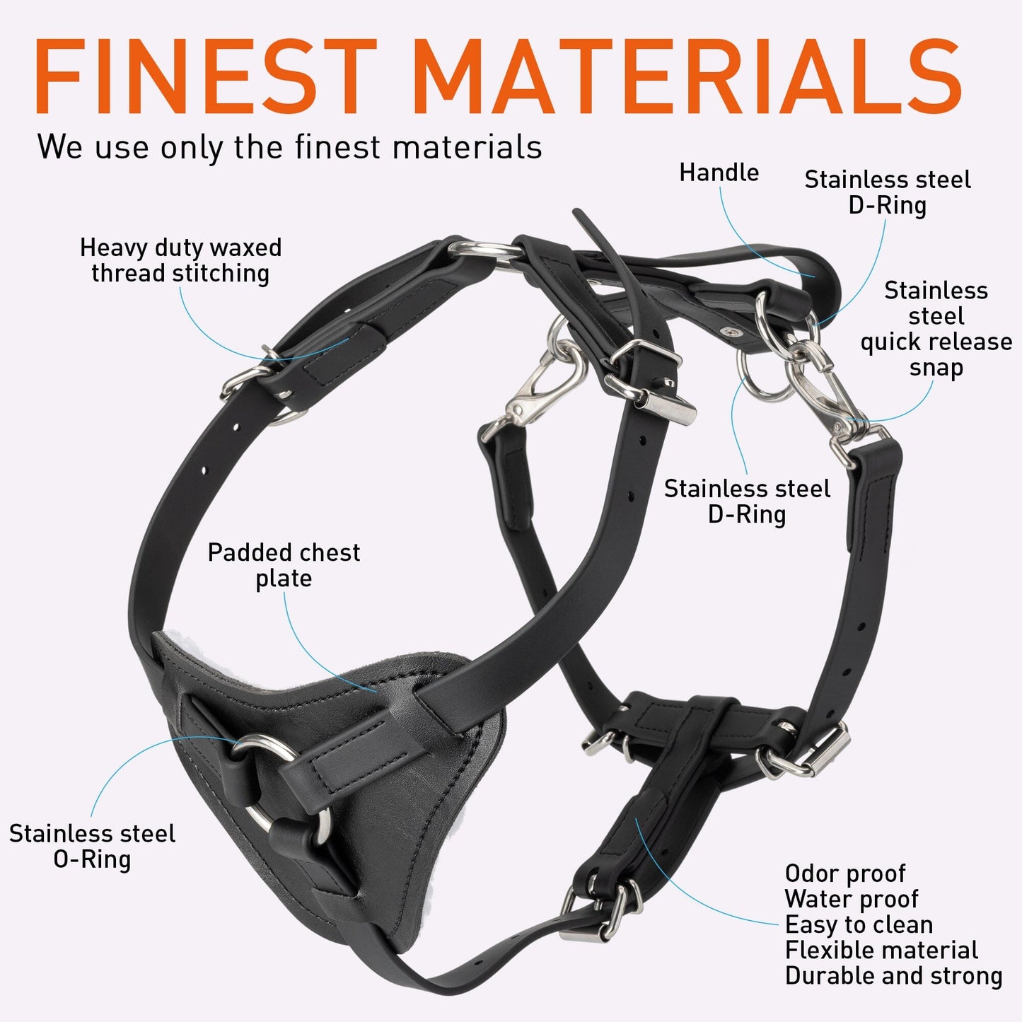 Viper Surge Biothane Working Dog Harness - Stainless Steel Hardware Dog Harnesses Dogline