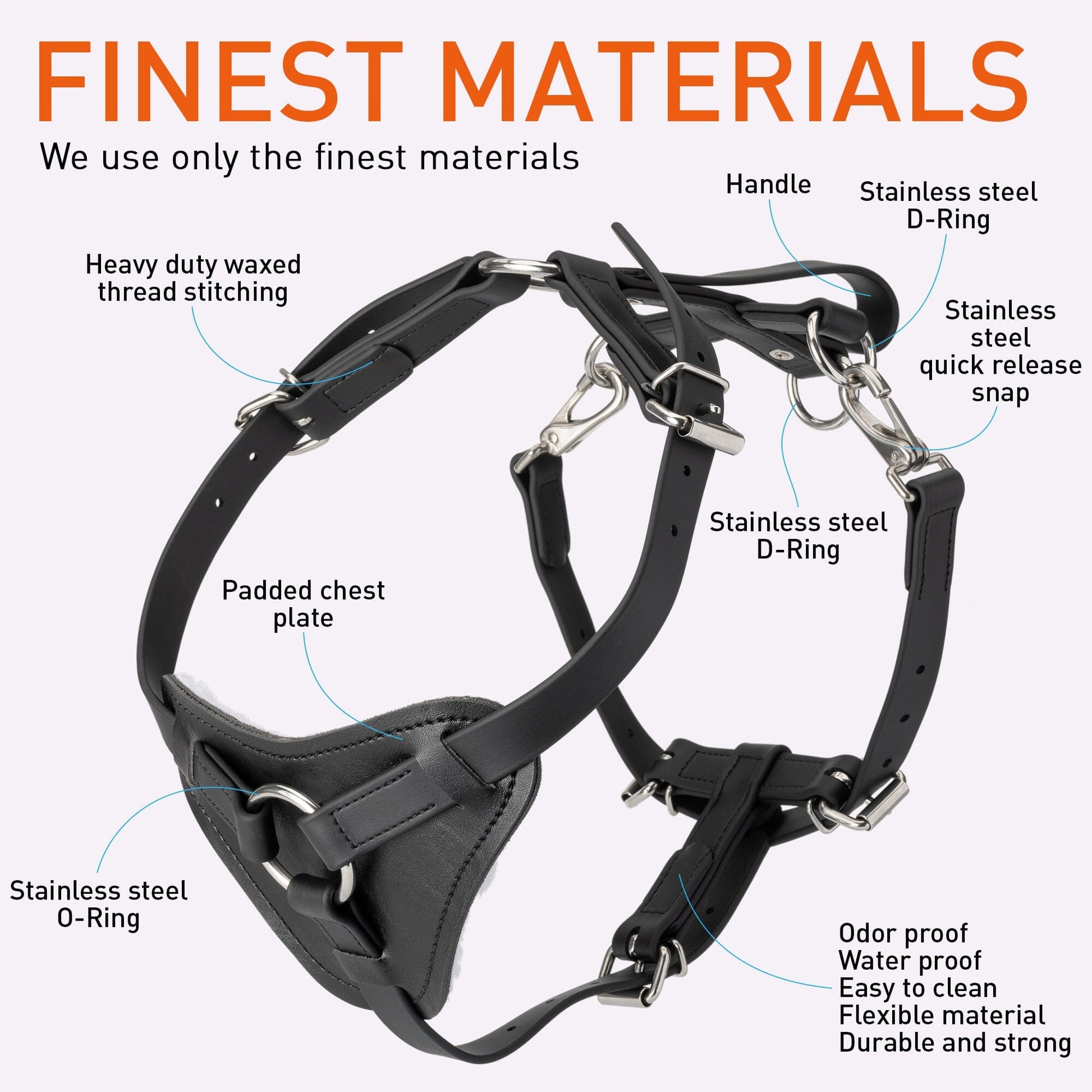 Viper Surge Biothane Working Dog Harness - Stainless Steel Hardware Dog Harnesses Dogline