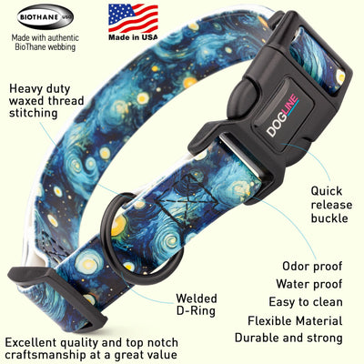 Dogline Biothane Full Color Design Printed Dog Collar with Quick Release Buckle Dog Collars Dogline
