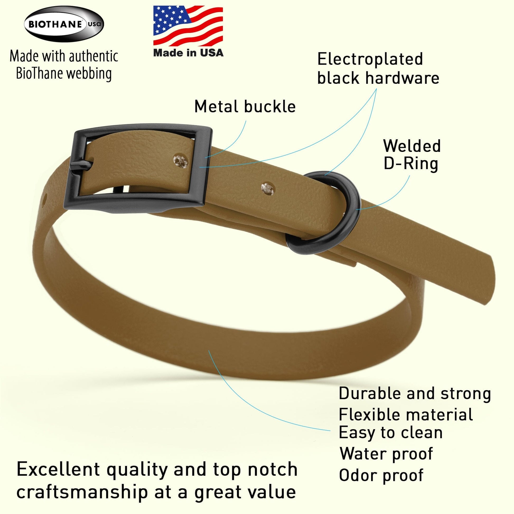 Biothane Waterproof Dog Collar - X-Small (9 to 12 inches) Dog Collar Dogline