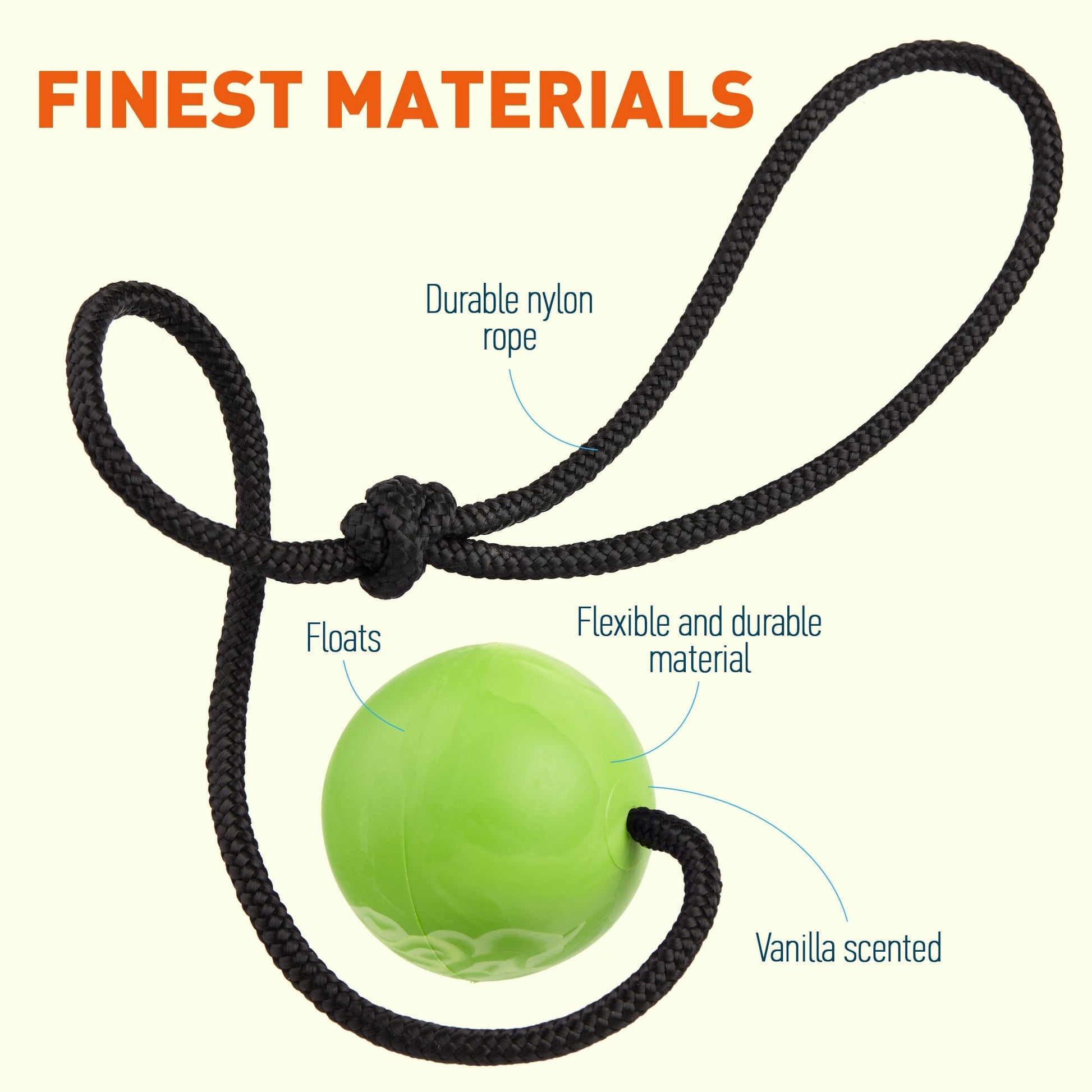 Rubber Euro Ball with Rope Dog Toys Dogline