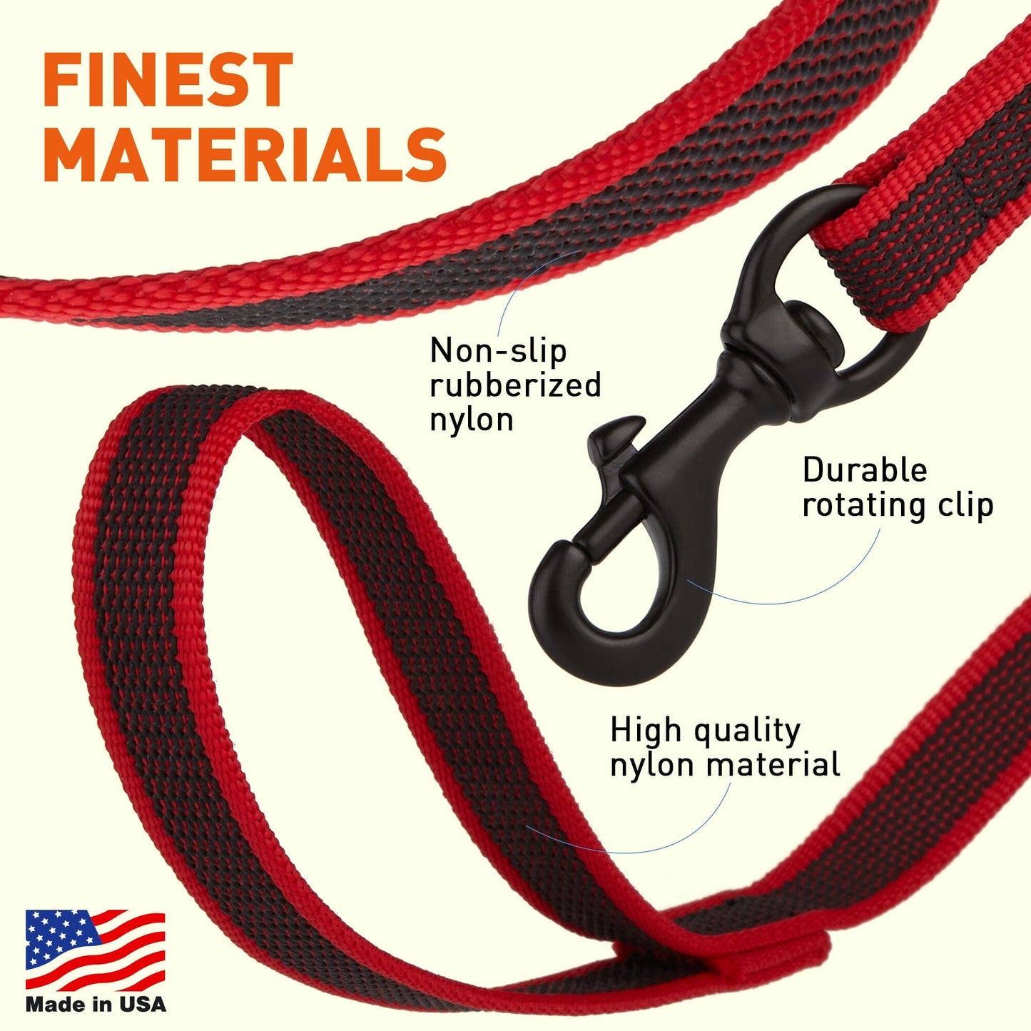 Rubber Infused Nylon Dog Leash Dog Leashes Dogline