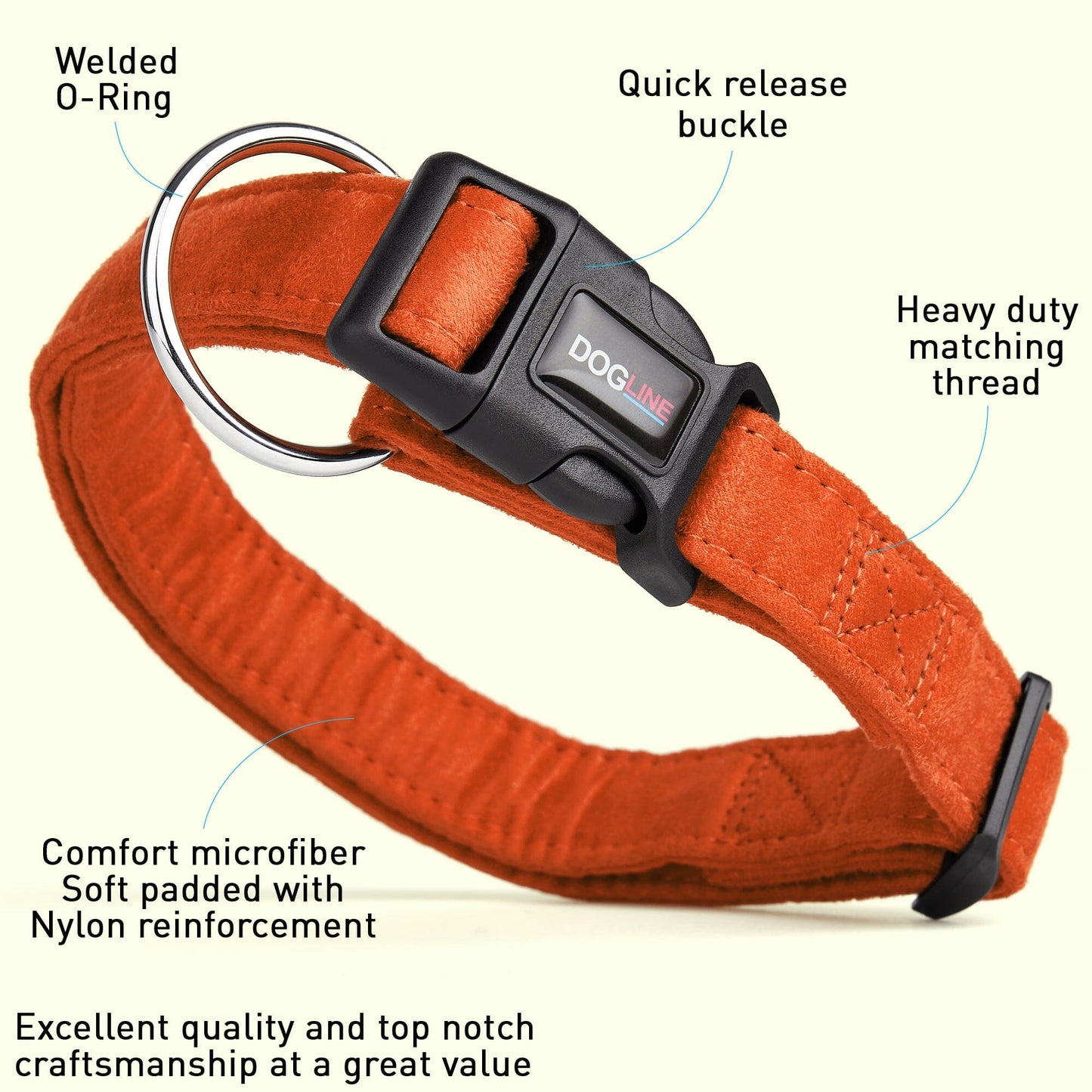 Comfort Microfiber Flat Dog Collar Dog Collar Dogline