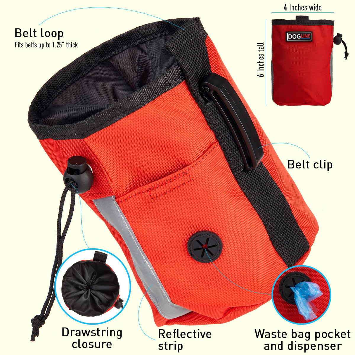 Beta Treat Pouch with Built-In Waste Bag Dispenser Training Gear Dogline