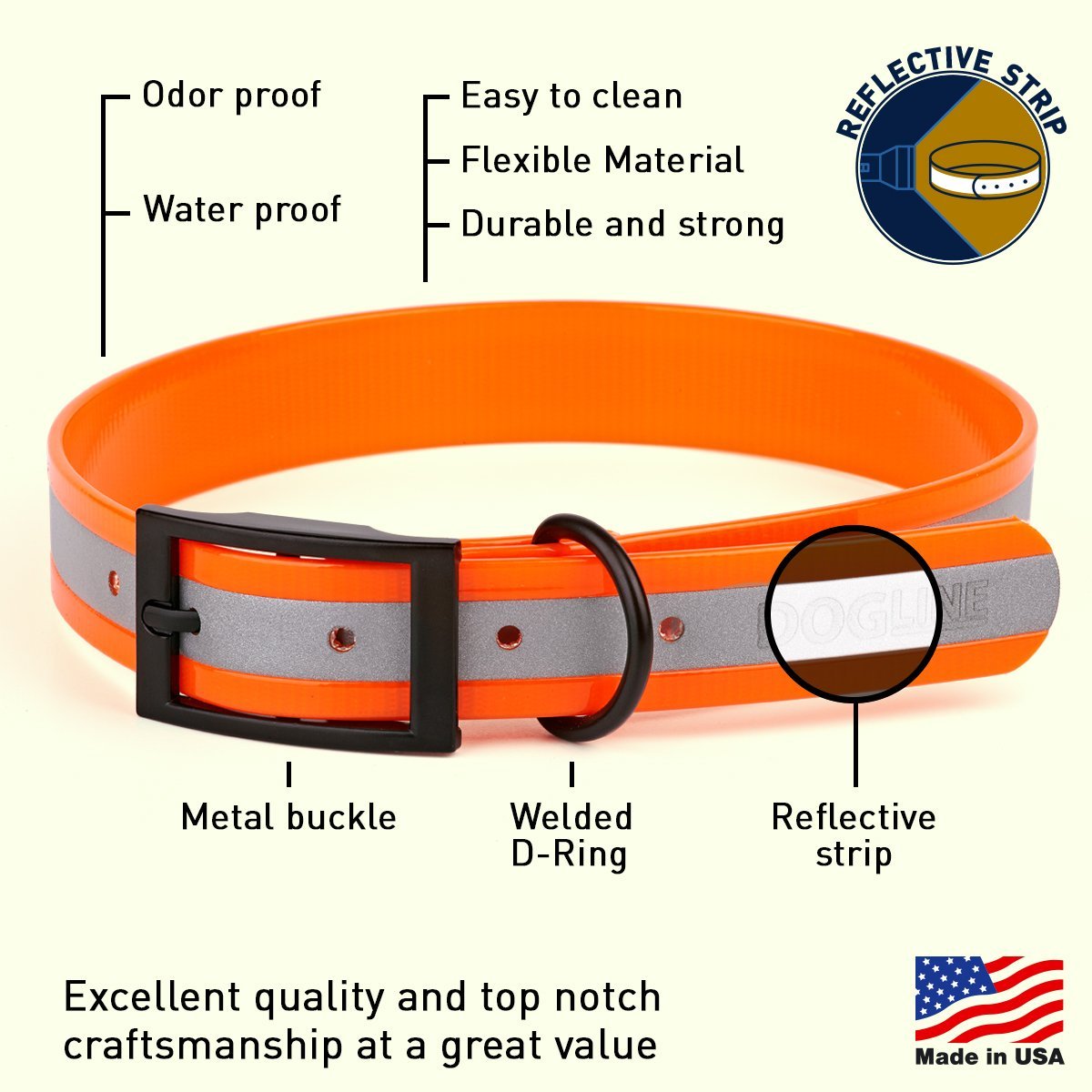 Biothane Translucent Reflective Dog Collar Dog Collar Dogline