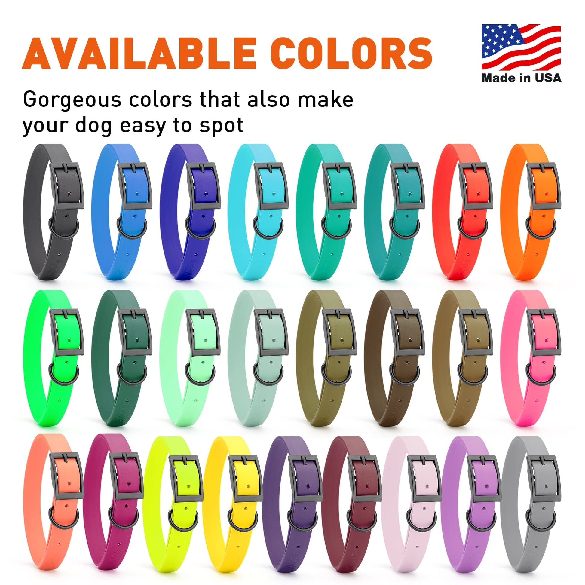 Biothane Waterproof Dog Collar - Large (18 to 22 inches) Dog Collar Dogline