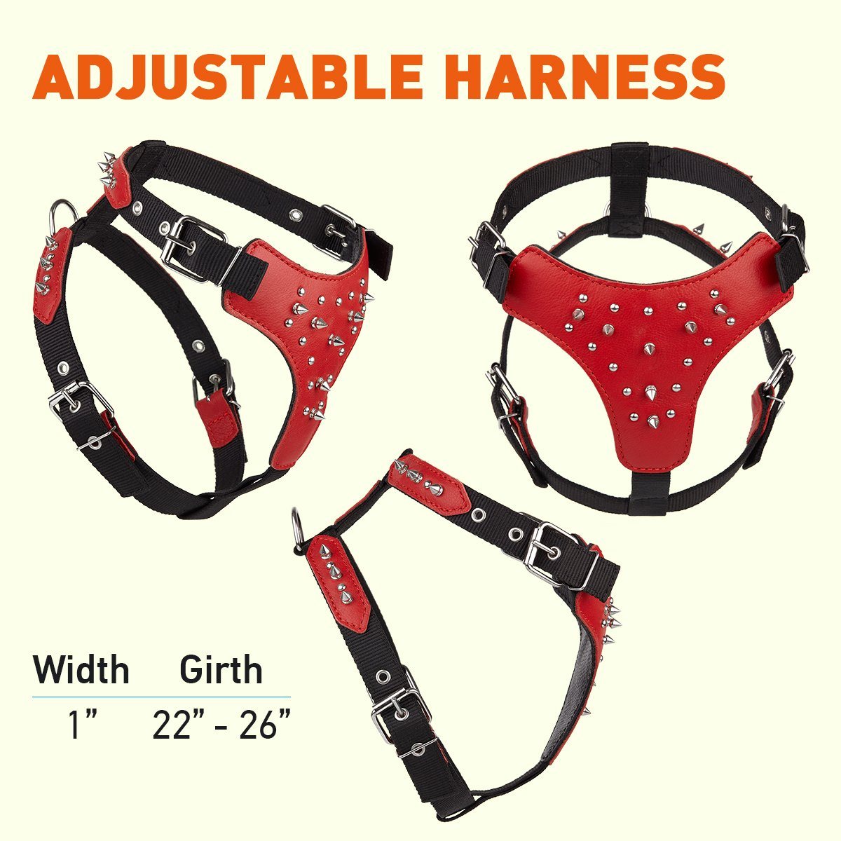 Leather + Nylon Spiked Dog Harness Dog Harnesses Dogline