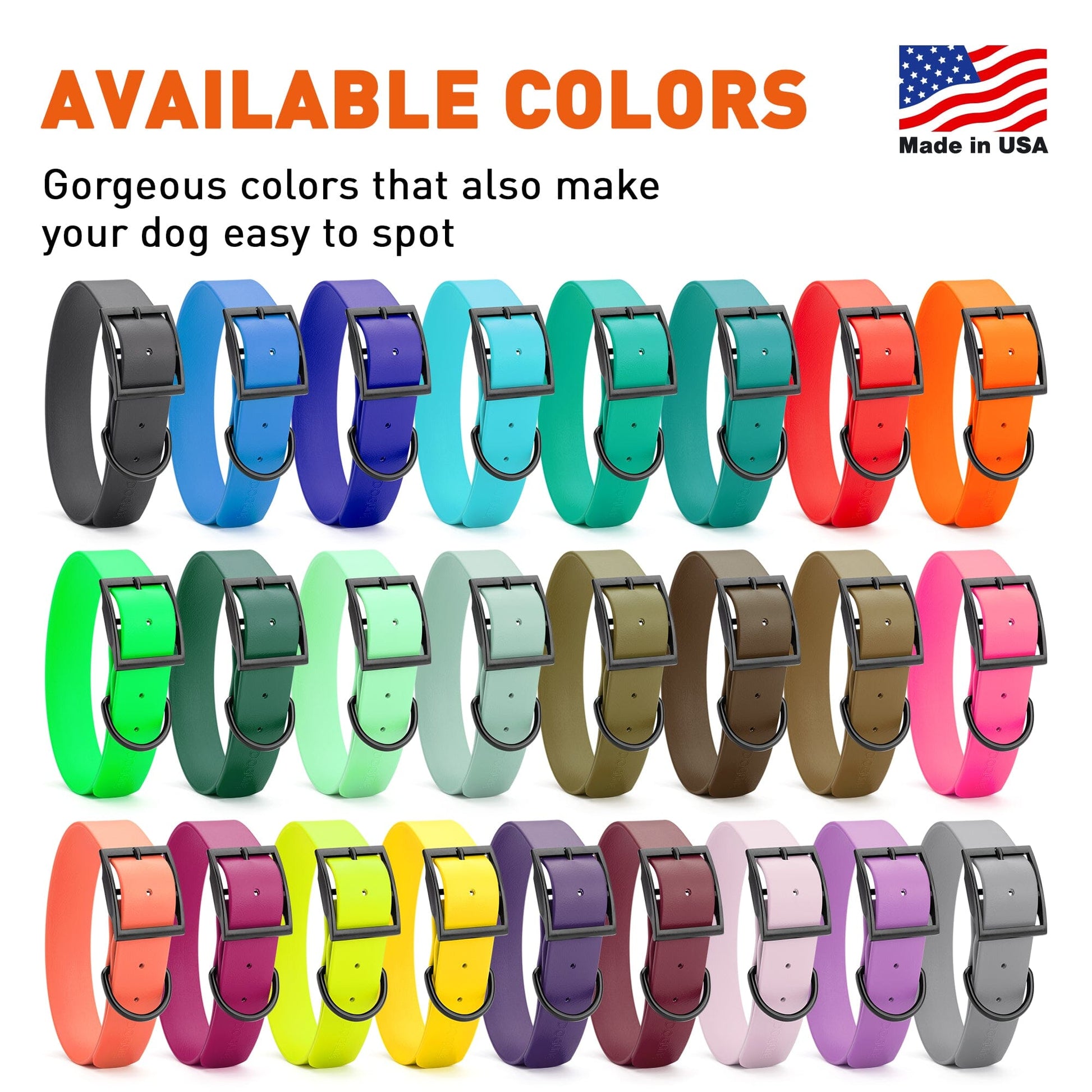 Biothane Waterproof Dog Collar - 1.5in Wide - X-Large (20 to 24 inches) Dog Collar Dogline