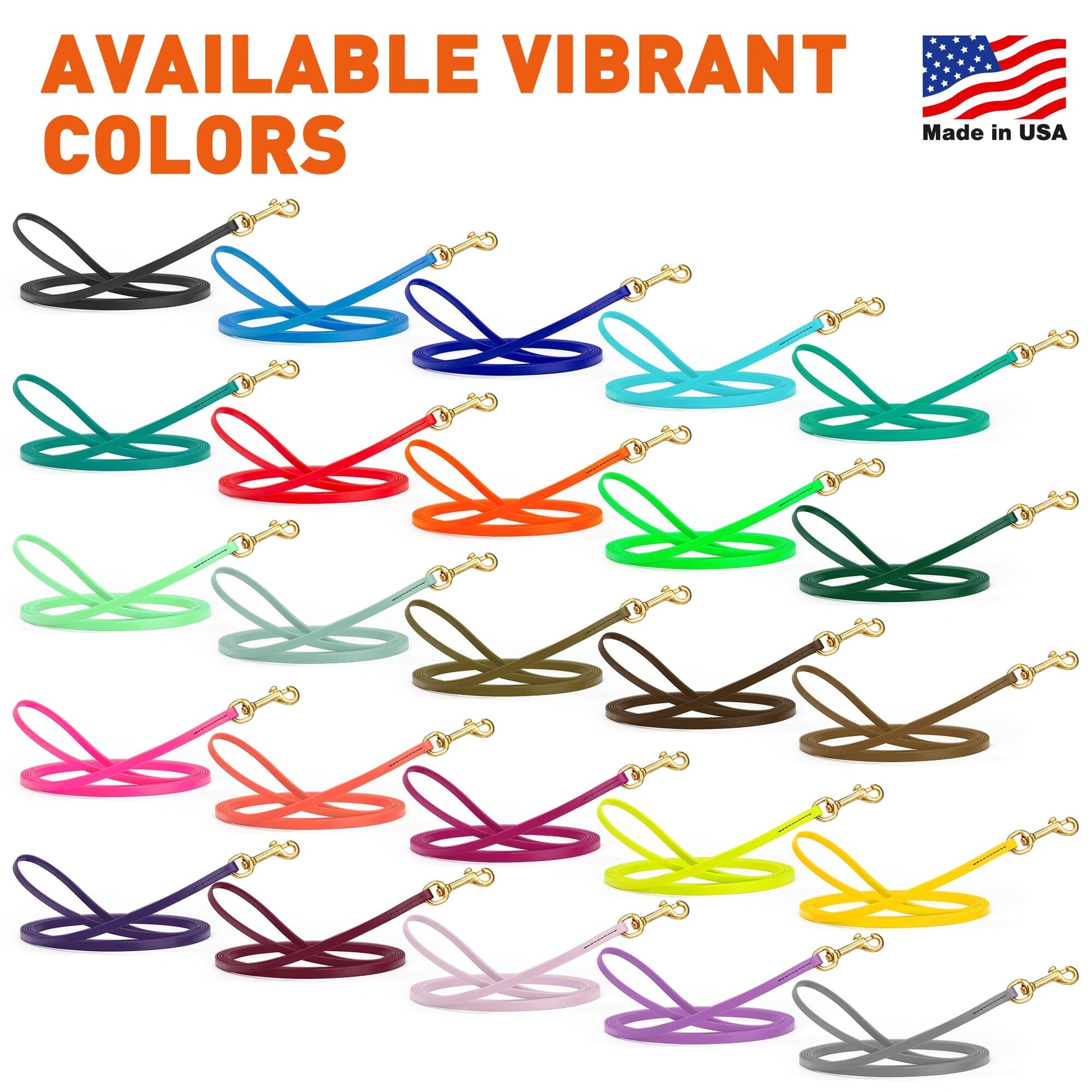 Viper Biothane Long Line 20 ft Lead with Brass Hardware Dog Leashes Dogline