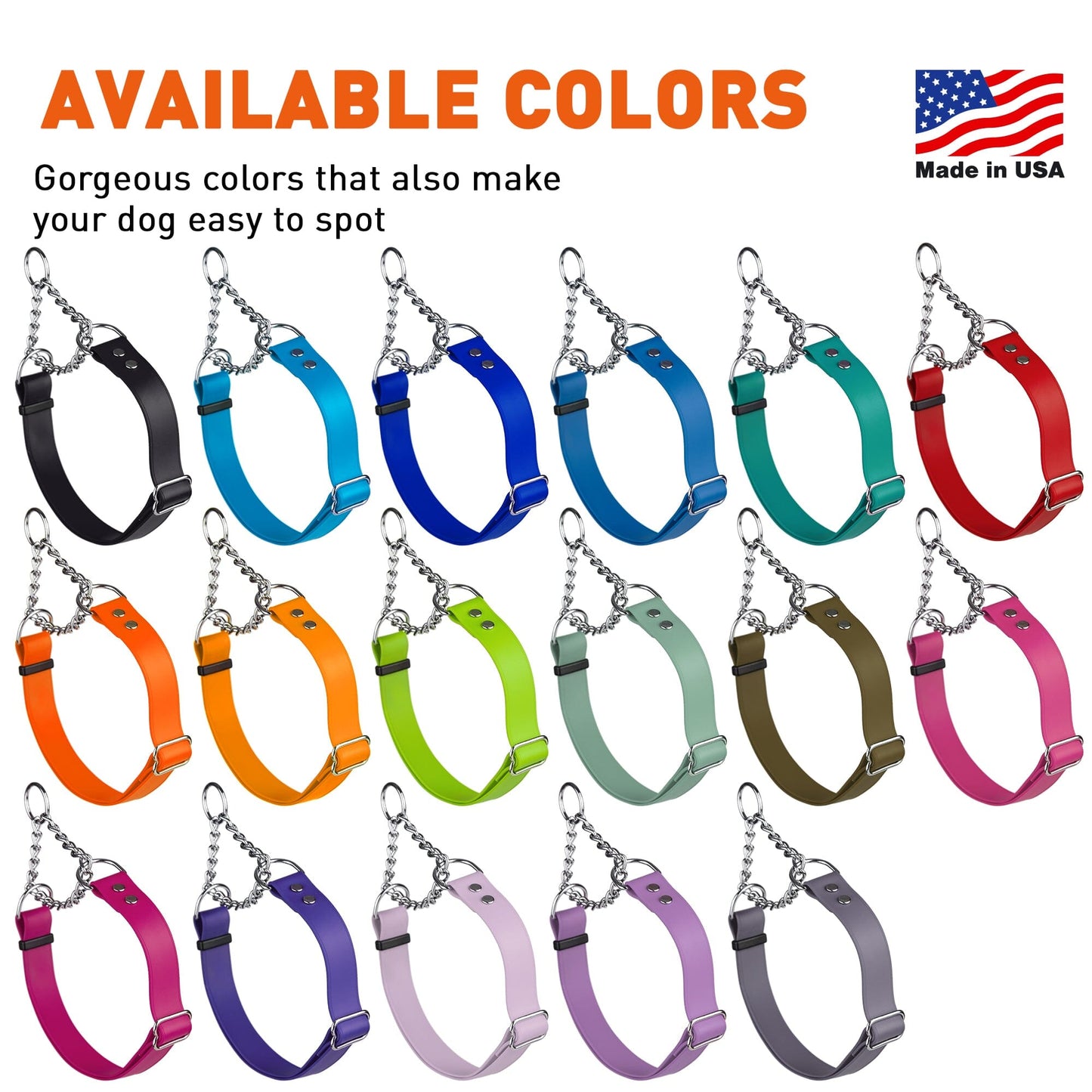 Biothane Adjustable Martingale Collar for Dogs Martingale Dog Collar Dogline