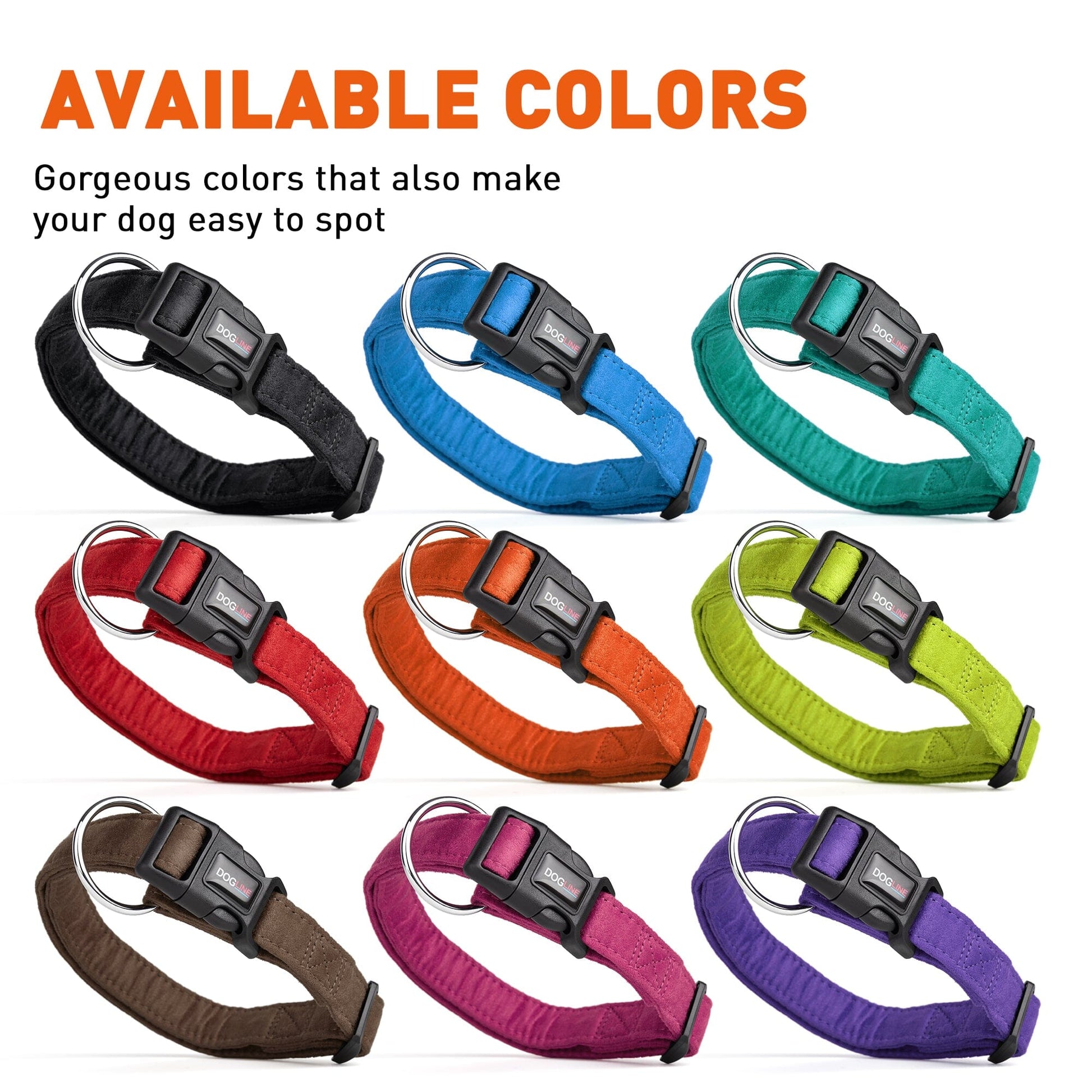 Comfort Microfiber Flat Dog Collar Dog Collar Dogline