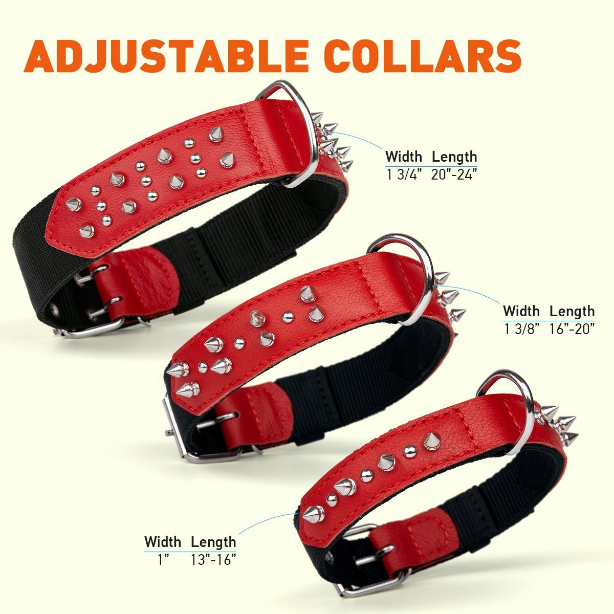 Leather + Nylon Spiked Dog Collar Dog Collar Dogline