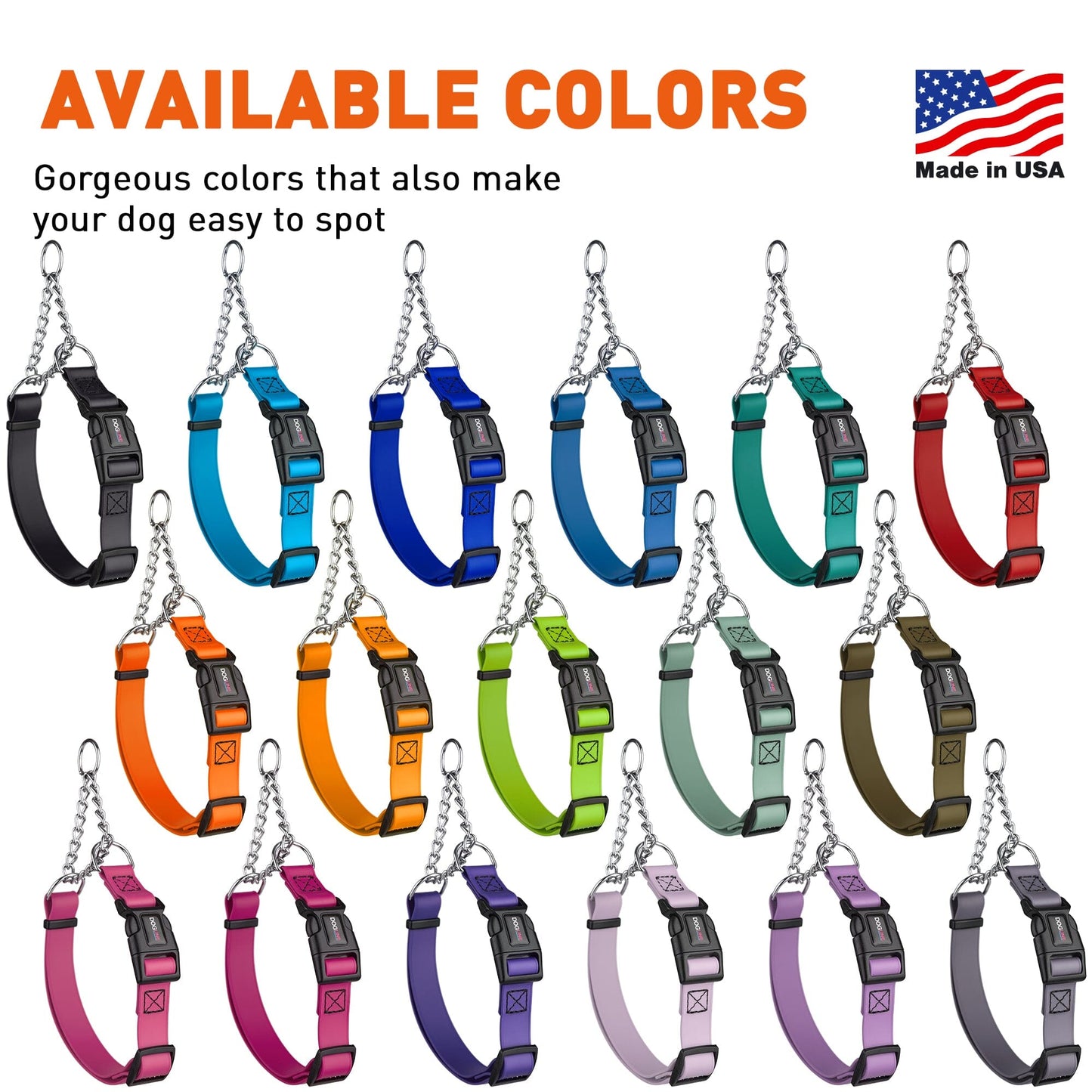 Biothane Adjustable Martingale Collar with Quick Release Buckle Dog Collars Dogline