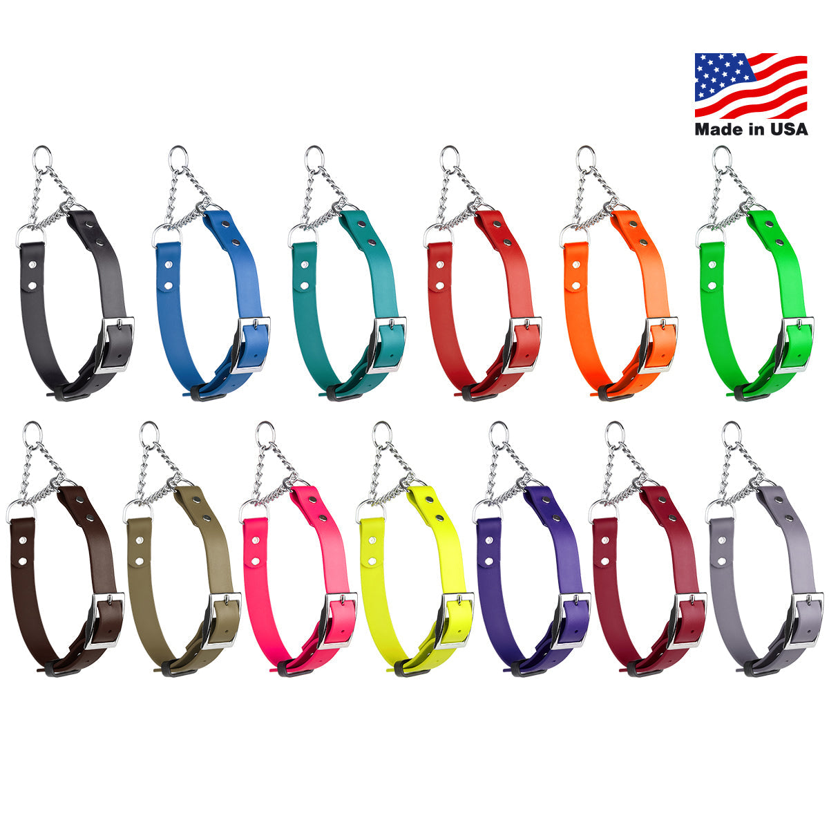 Biothane Adjustable Martingale Collar with Metal Buckle Martingale Dog Collar Dogline