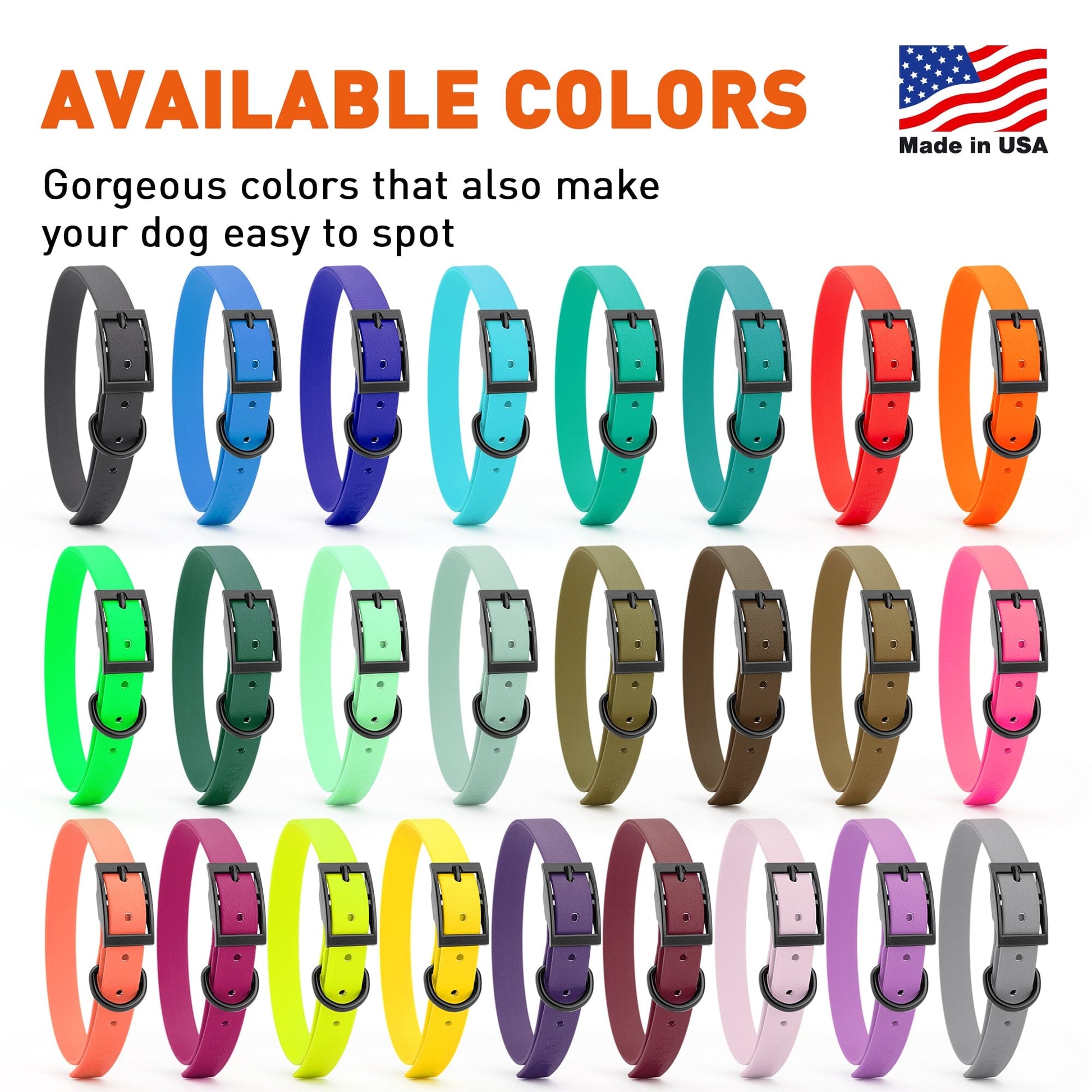 Biothane Waterproof Dog Collar - Medium (15 to 18 inches) Dog Collar Dogline