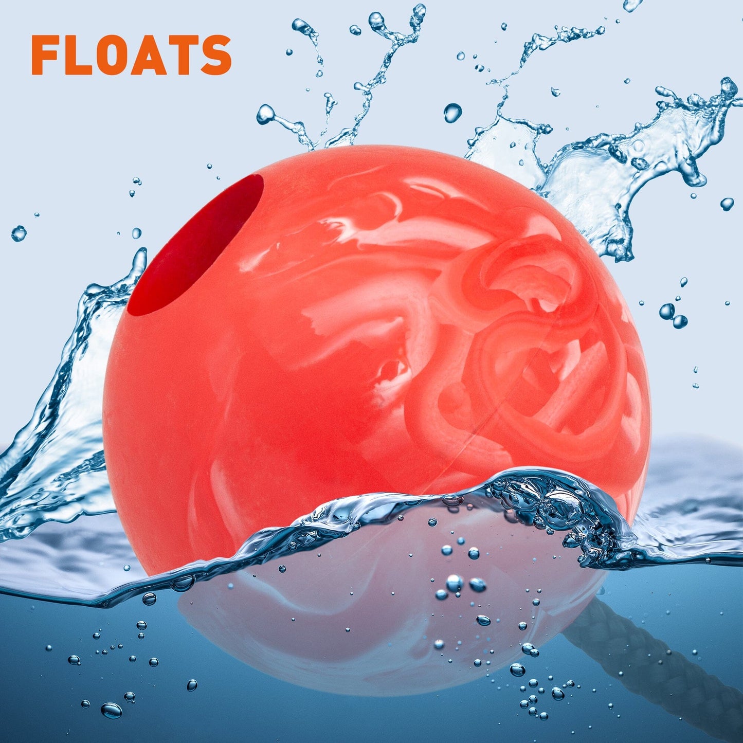 Rubber Euro Ball with Rope Dog Toys Dogline