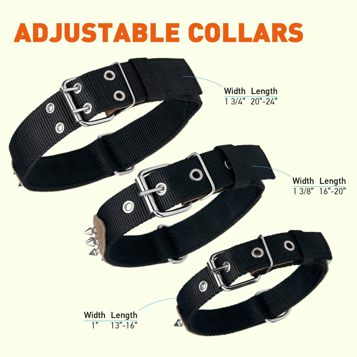 Leather + Nylon Spiked Dog Collar Dog Collar Dogline